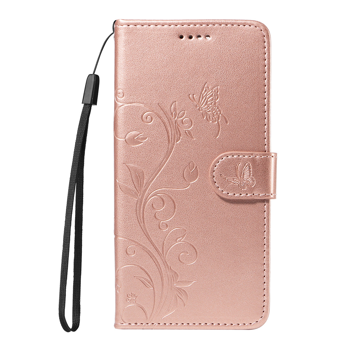 For-Samsung-Galaxy-S26-Ultra-PU-Leather-Cases-Flower-Pattern-Wallet-Stand-Phone-Cover-with-Strap-Rose-Gold