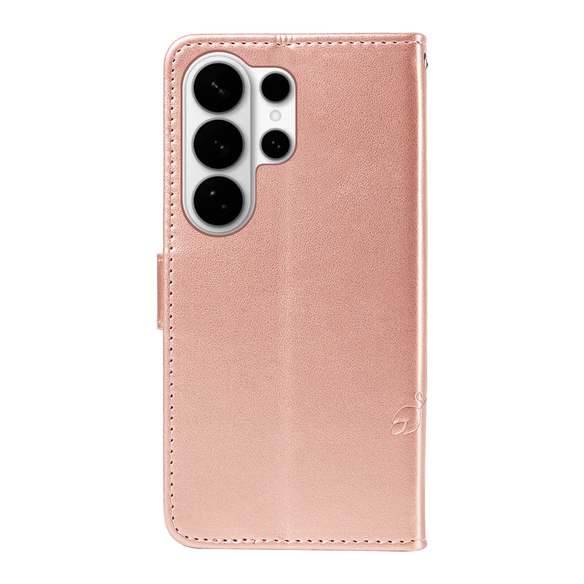 For-Samsung-Galaxy-S26-Ultra-PU-Leather-Cases-Flower-Pattern-Wallet-Stand-Phone-Cover-with-Strap-Rose-Gold
