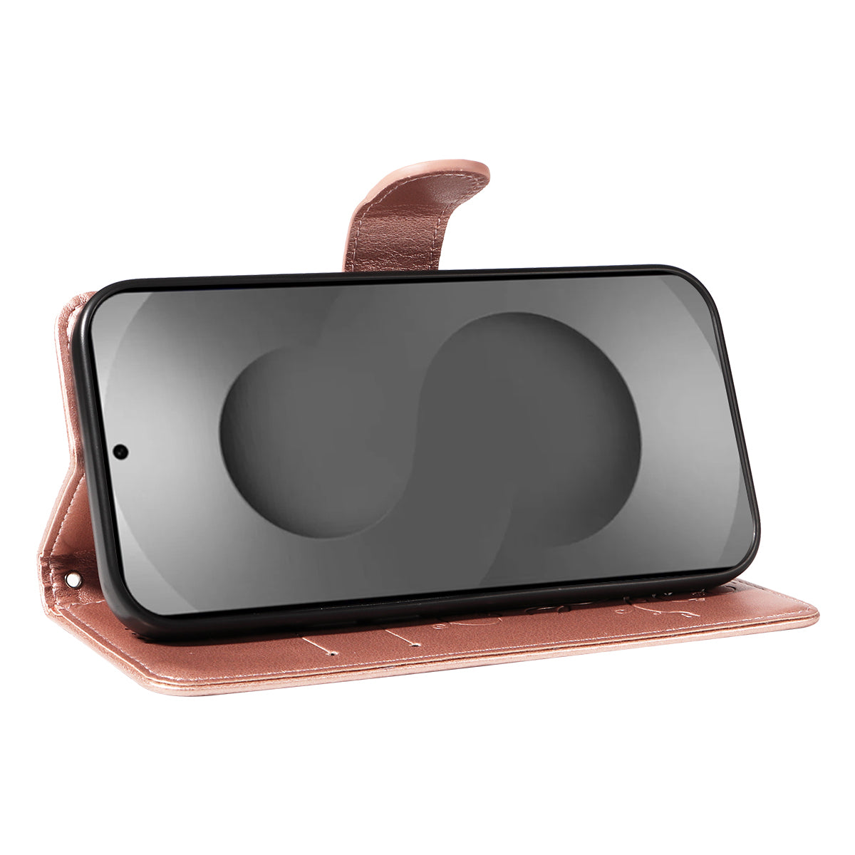 For-Samsung-Galaxy-S26-Ultra-PU-Leather-Cases-Flower-Pattern-Wallet-Stand-Phone-Cover-with-Strap-Rose-Gold