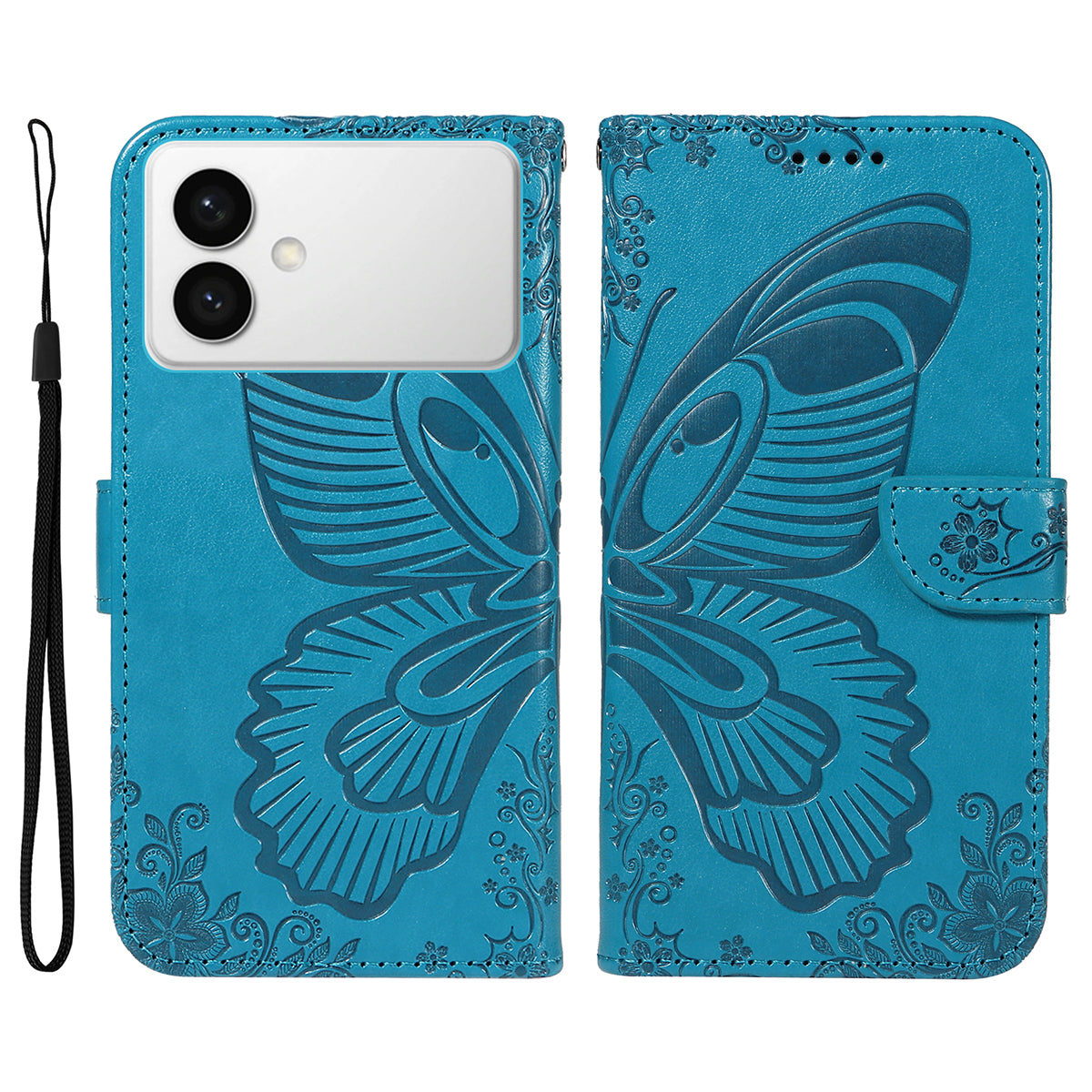 For-Samsung-Galaxy-S26-Edge-Case-Butterfly-Pattern-PU-Leather-Folio-Flip-Phone-Cover-Blue