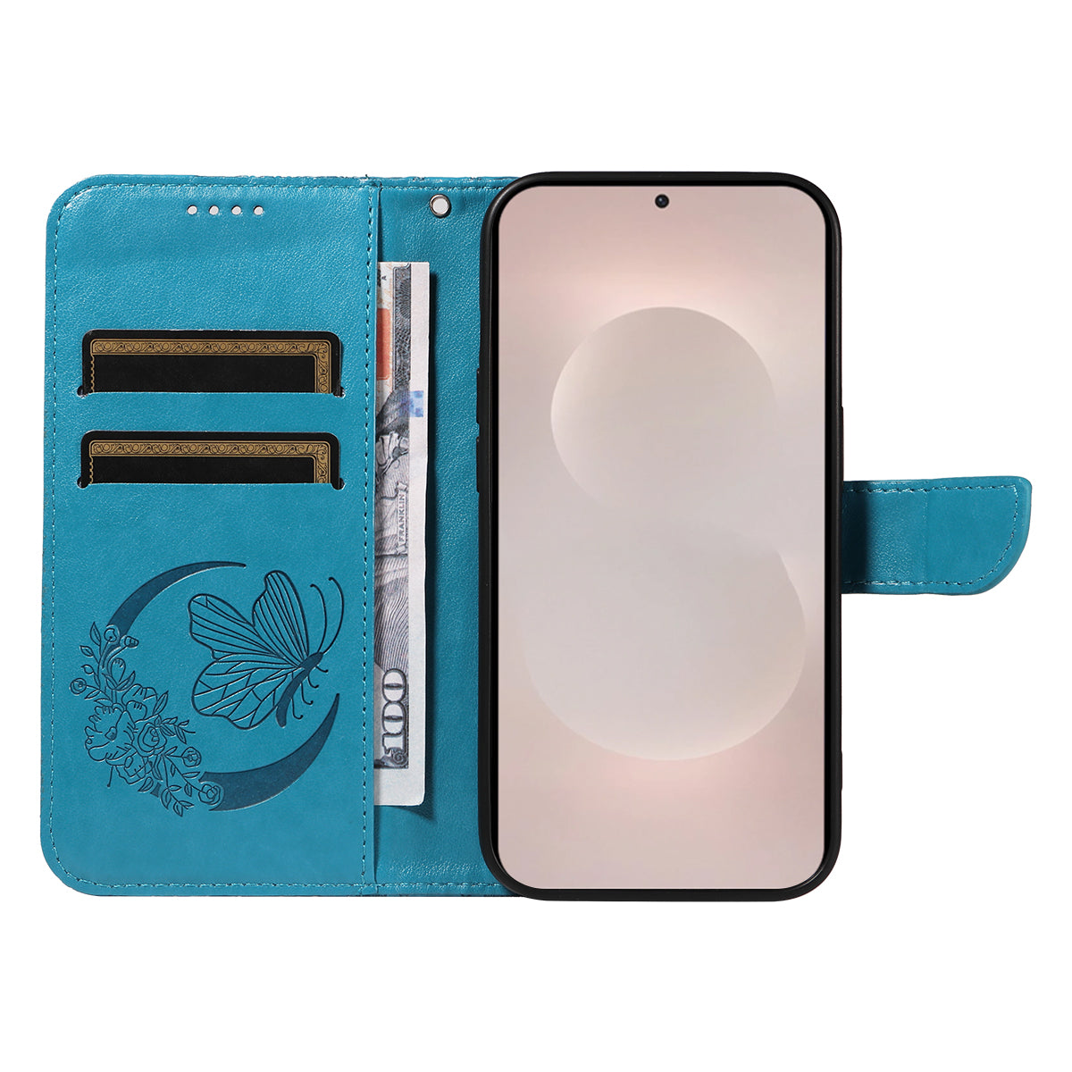 For-Samsung-Galaxy-S26-Edge-Case-Butterfly-Pattern-PU-Leather-Folio-Flip-Phone-Cover-Blue