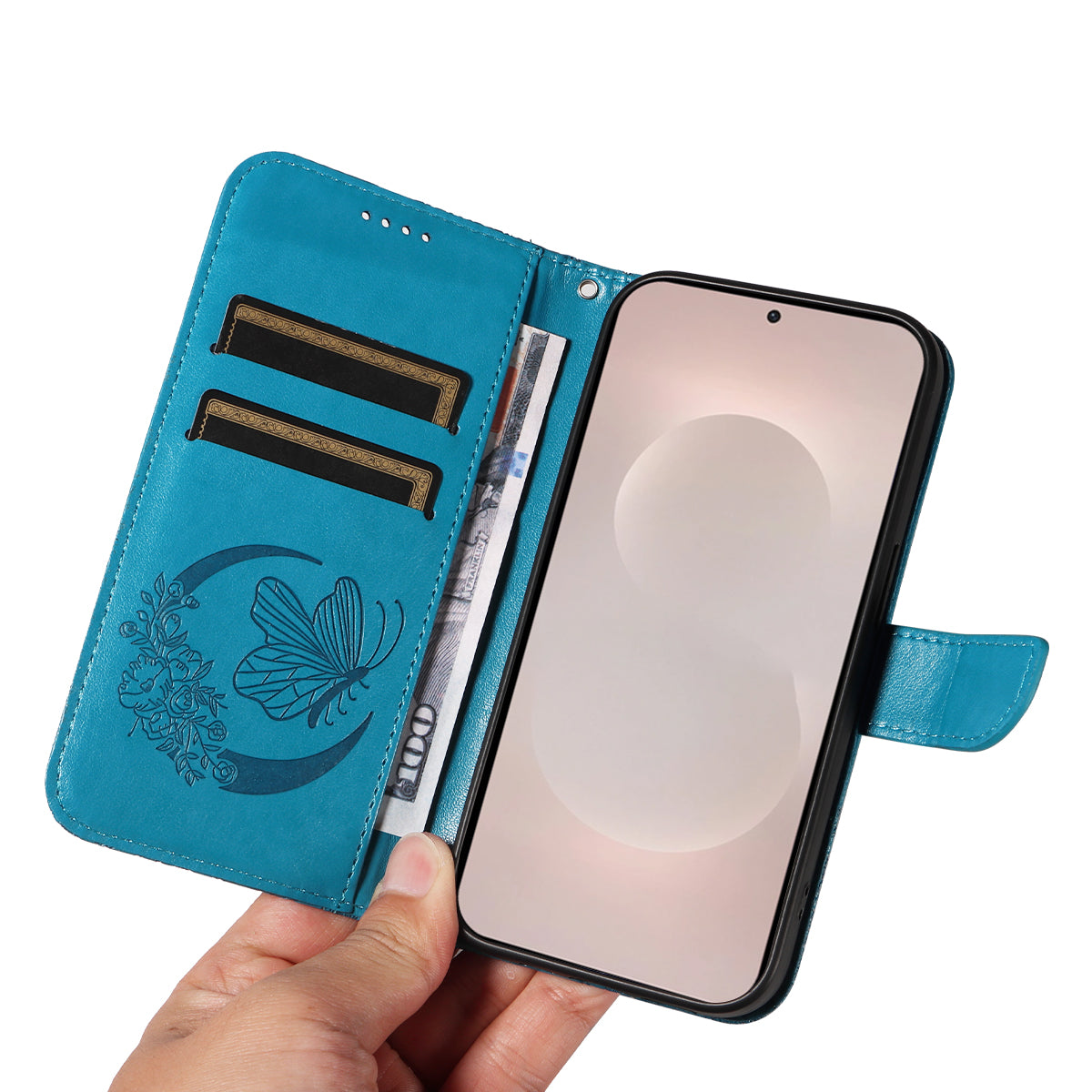 For-Samsung-Galaxy-S26-Edge-Case-Butterfly-Pattern-PU-Leather-Folio-Flip-Phone-Cover-Blue