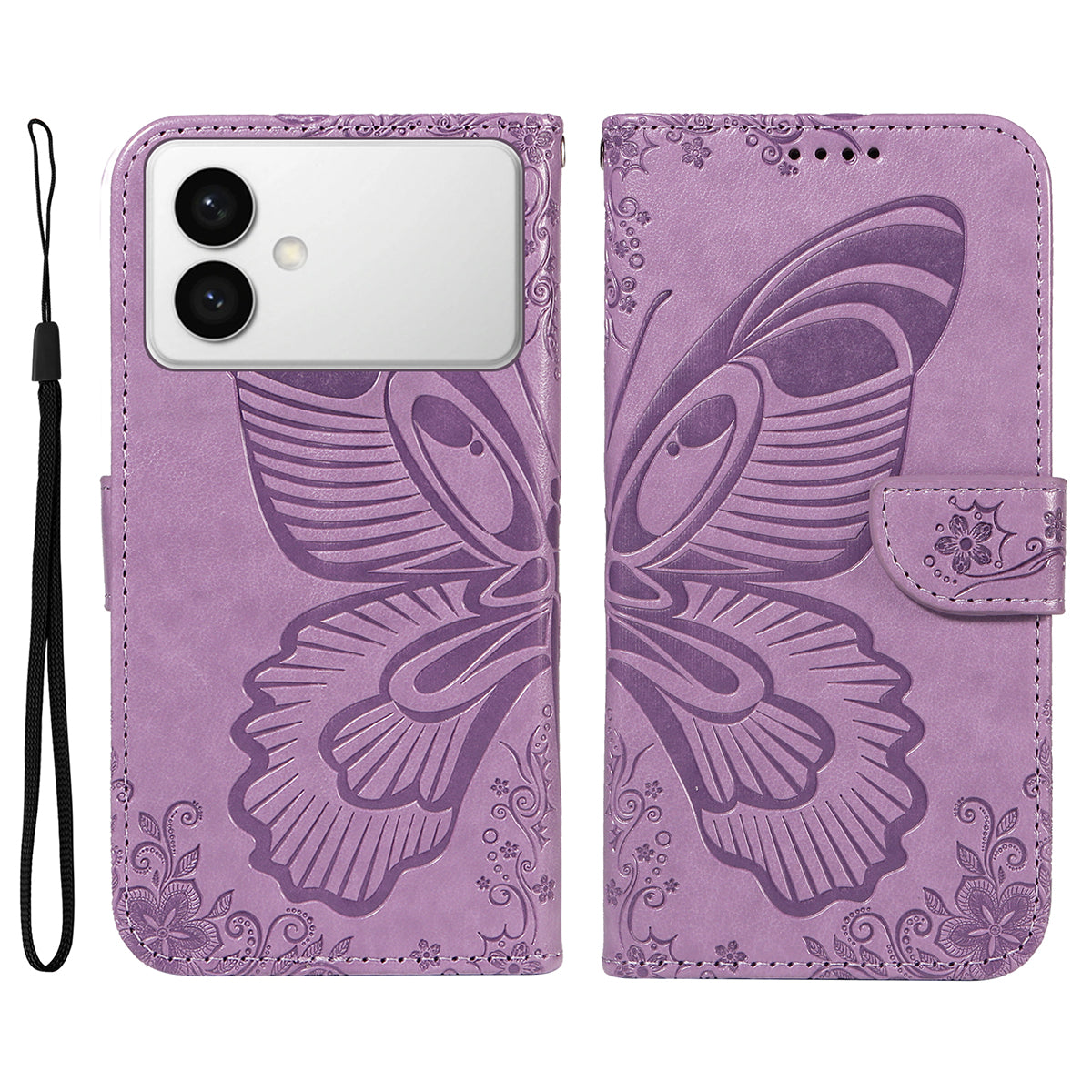 For-Samsung-Galaxy-S26-Edge-Case-Butterfly-Pattern-PU-Leather-Folio-Flip-Phone-Cover-Light-Purple