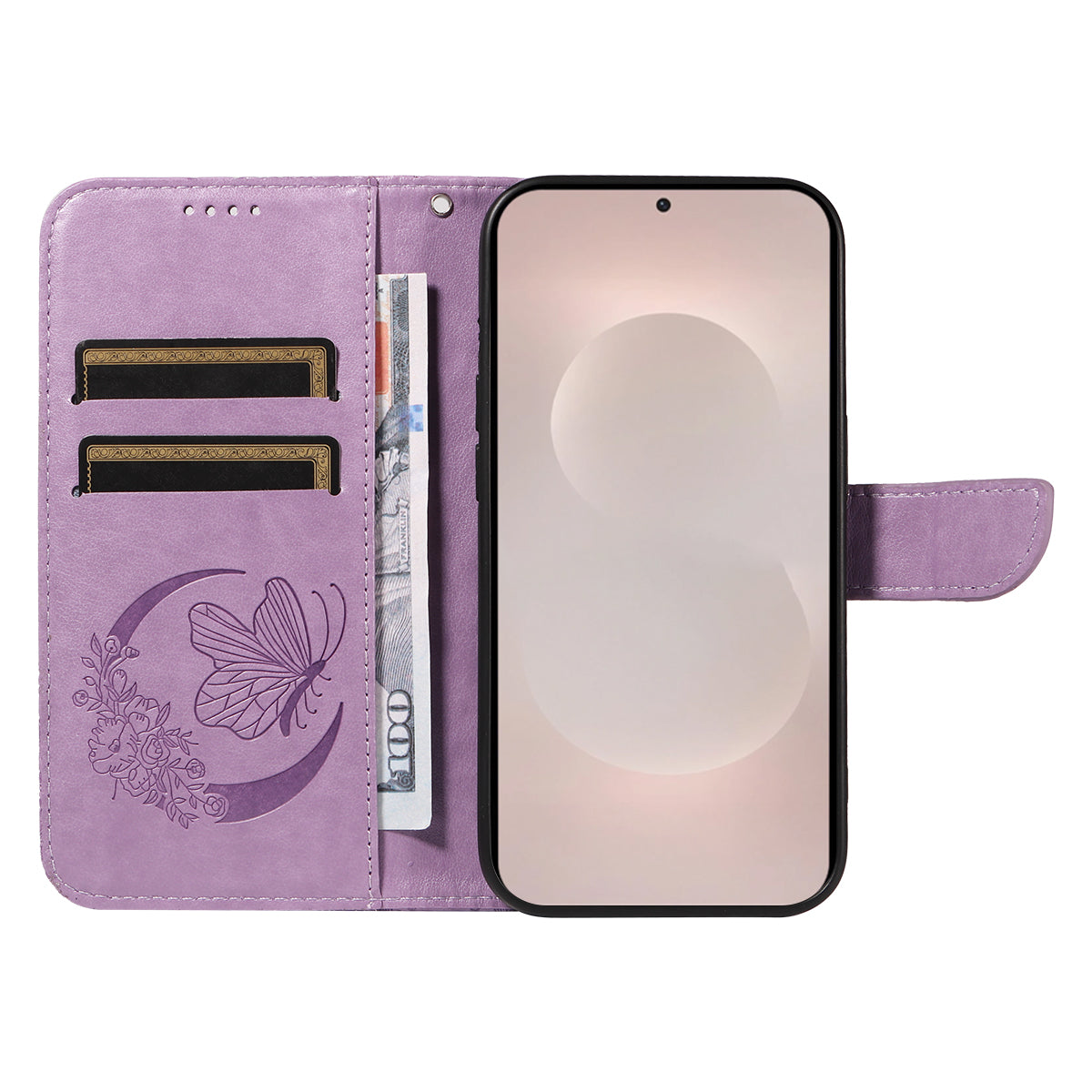 For-Samsung-Galaxy-S26-Edge-Case-Butterfly-Pattern-PU-Leather-Folio-Flip-Phone-Cover-Light-Purple