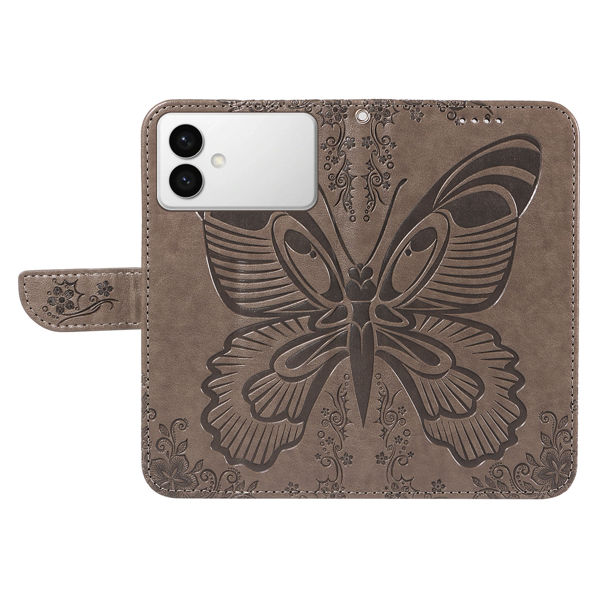 For-Samsung-Galaxy-S26-Edge-Case-Butterfly-Pattern-PU-Leather-Folio-Flip-Phone-Cover-Grey