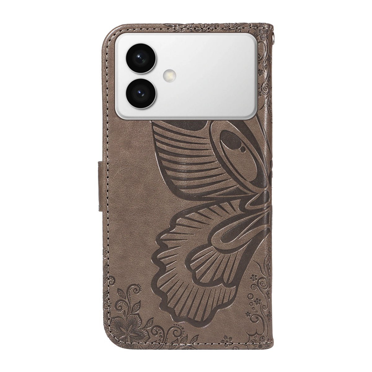 For-Samsung-Galaxy-S26-Edge-Case-Butterfly-Pattern-PU-Leather-Folio-Flip-Phone-Cover-Grey