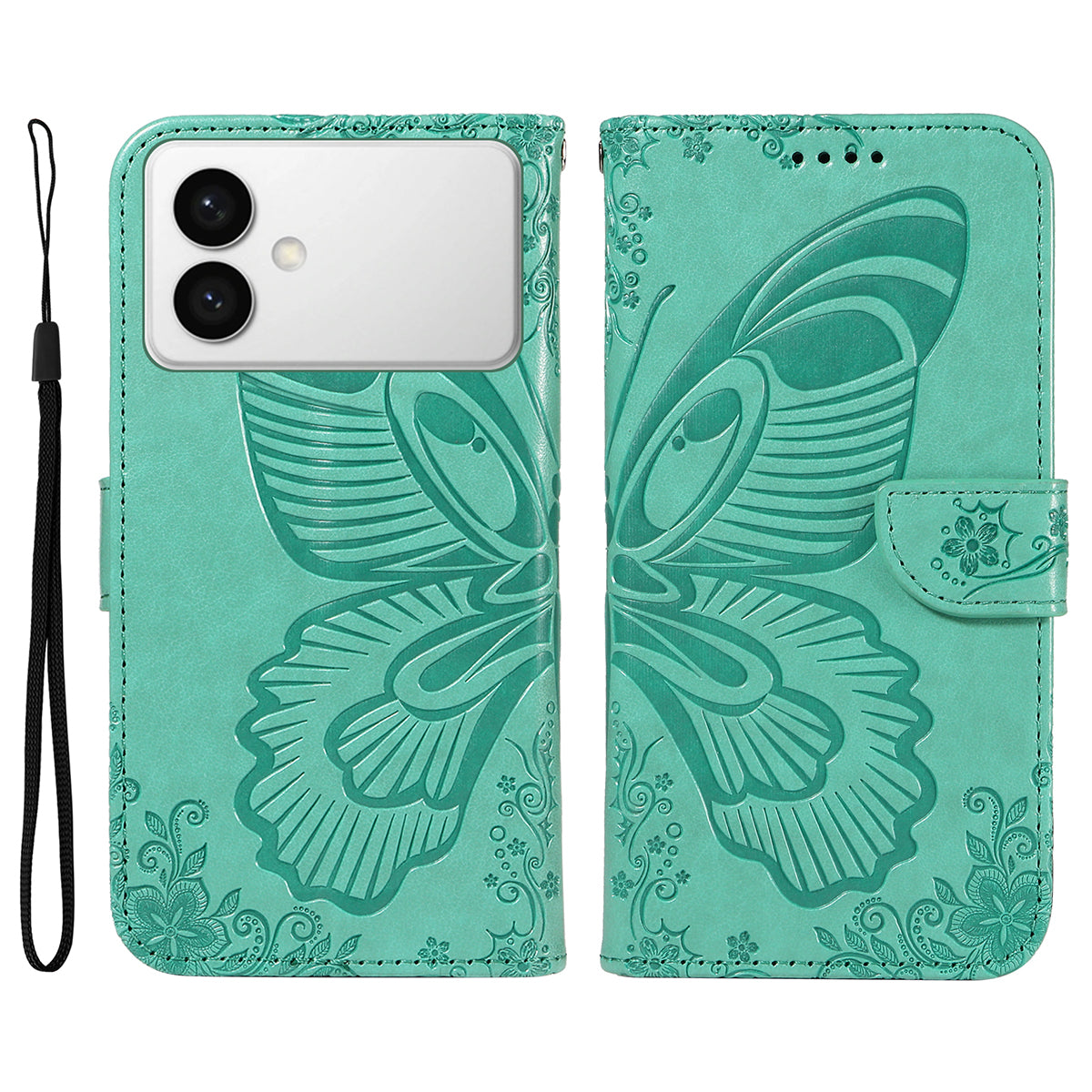 For-Samsung-Galaxy-S26-Edge-Case-Butterfly-Pattern-PU-Leather-Folio-Flip-Phone-Cover-Green