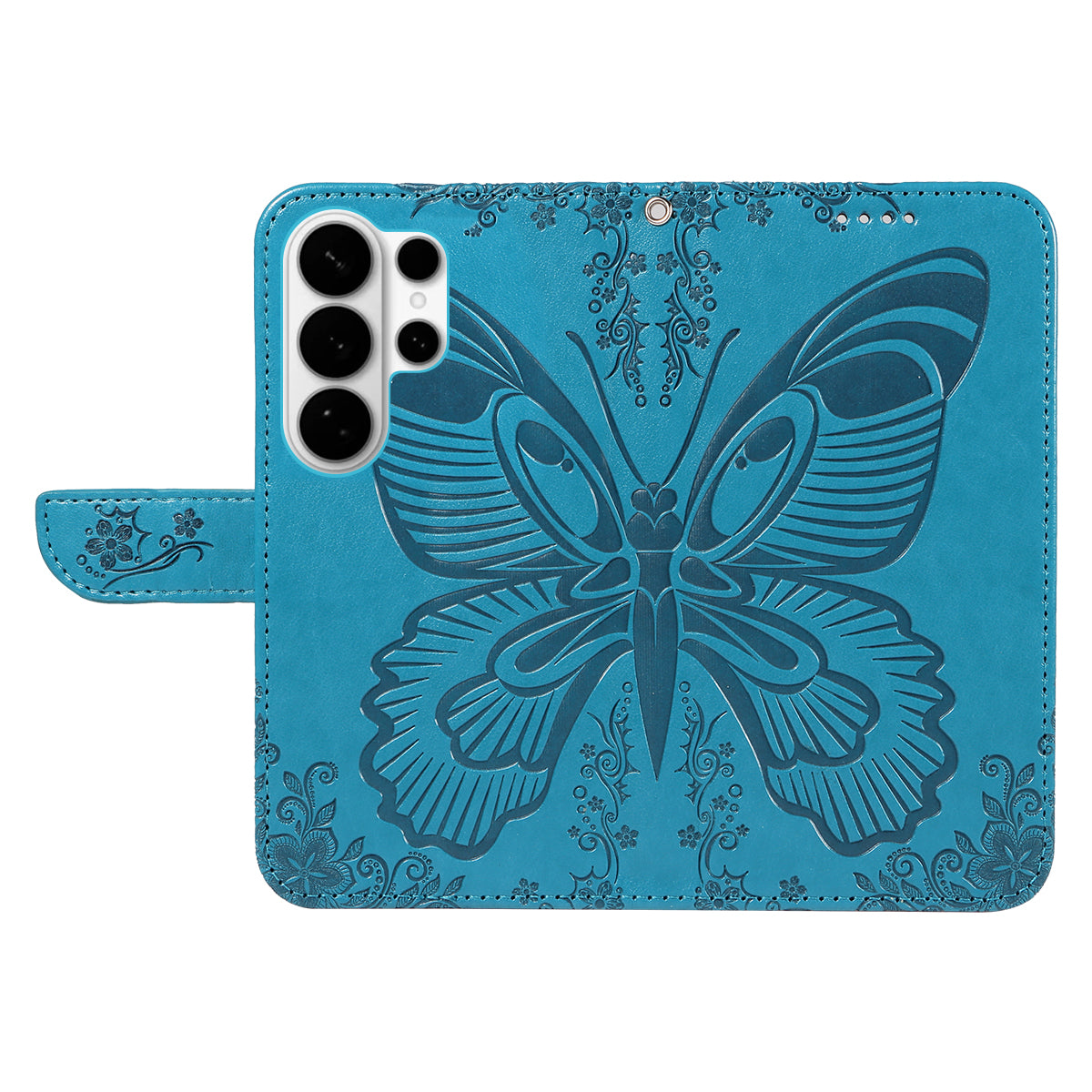 For-Samsung-Galaxy-S26-Ultra-Case-Butterfly-Pattern-PU-Leather-Folio-Flip-Phone-Cover-Blue