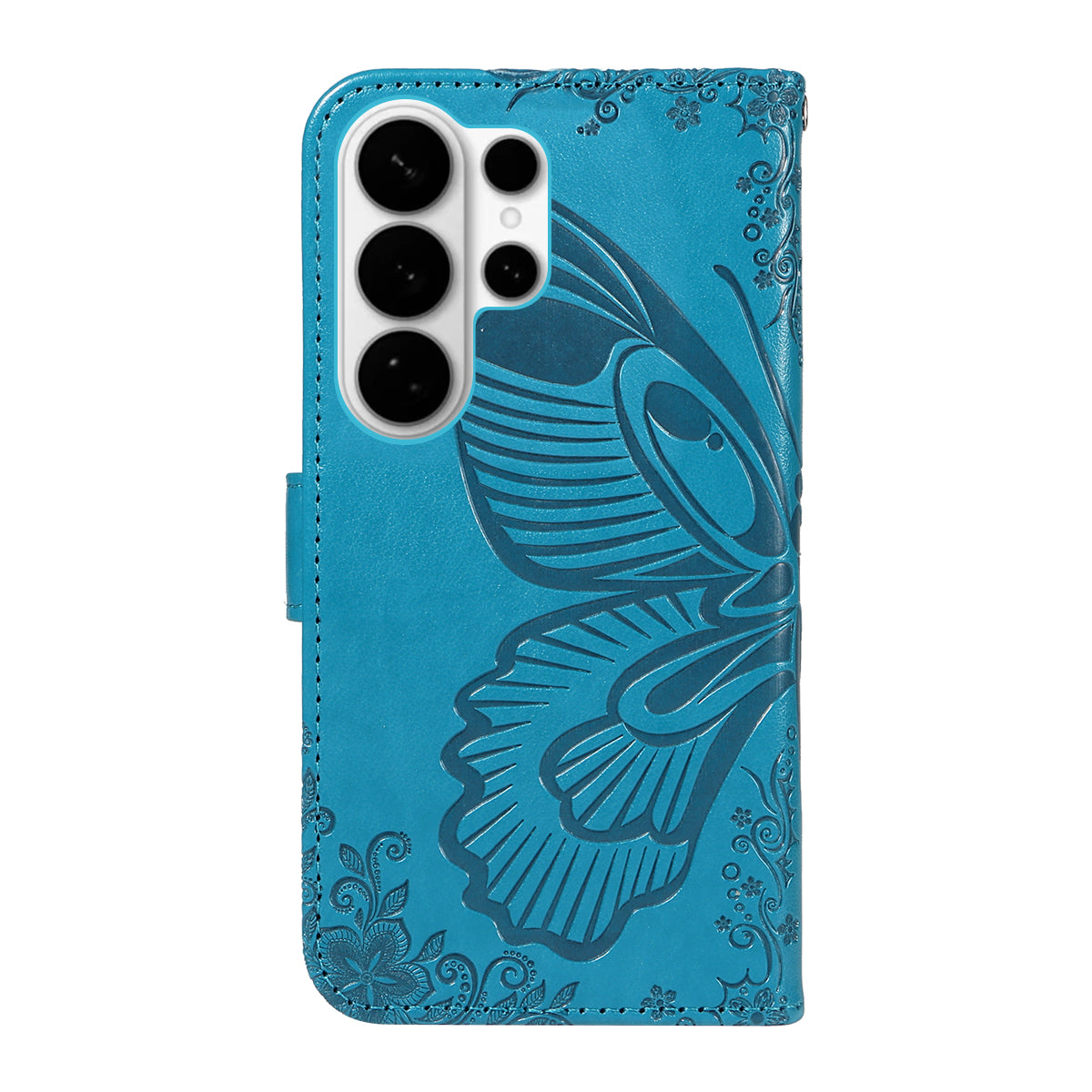 For-Samsung-Galaxy-S26-Ultra-Case-Butterfly-Pattern-PU-Leather-Folio-Flip-Phone-Cover-Blue
