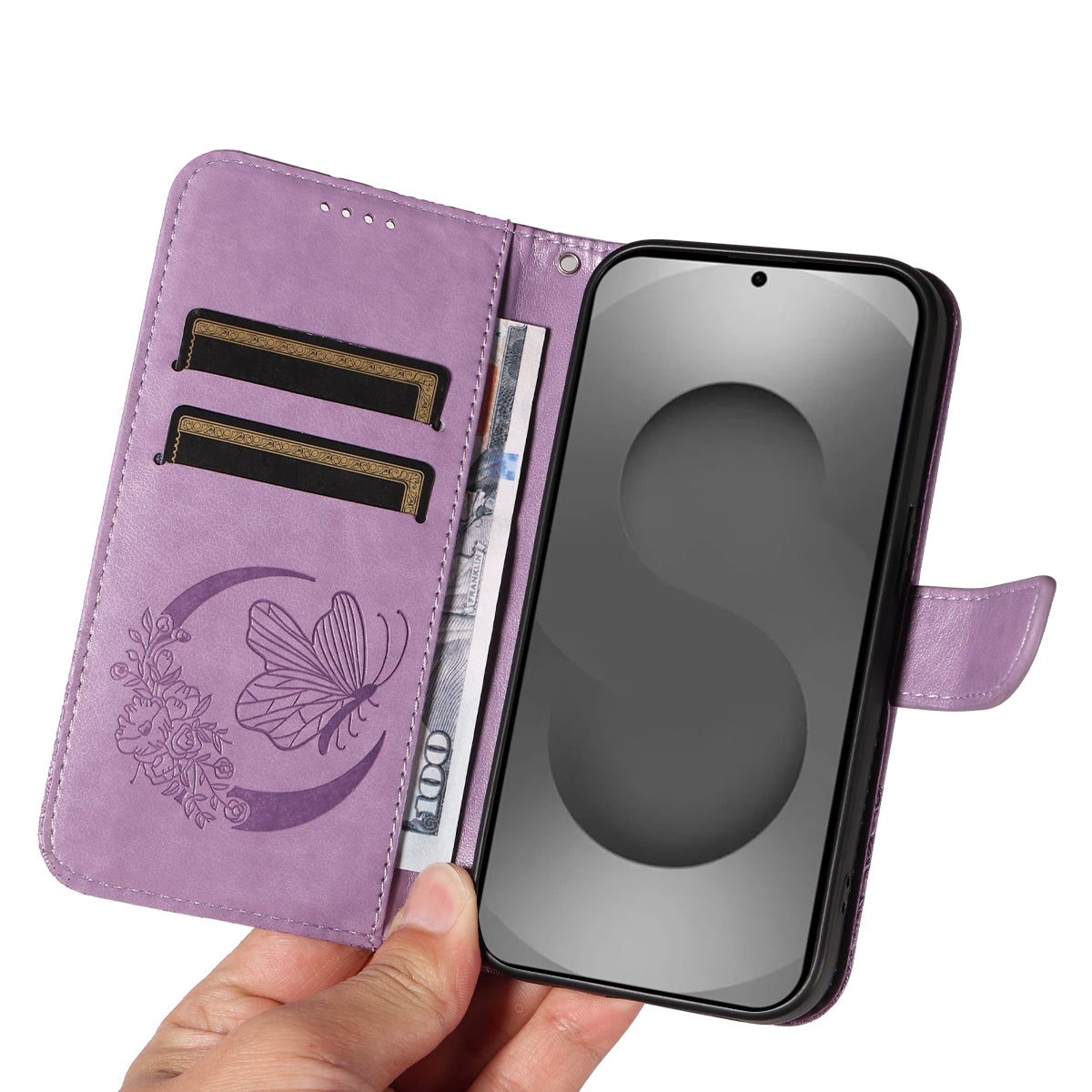 For-Samsung-Galaxy-S26-Ultra-Case-Butterfly-Pattern-PU-Leather-Folio-Flip-Phone-Cover-Light-Purple
