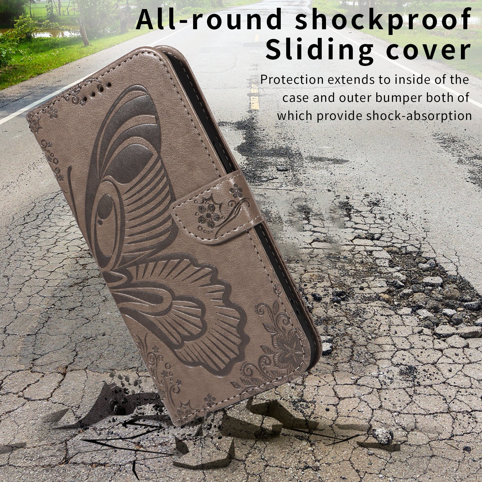 For-Samsung-Galaxy-S26-Ultra-Case-Butterfly-Pattern-PU-Leather-Folio-Flip-Phone-Cover-Grey