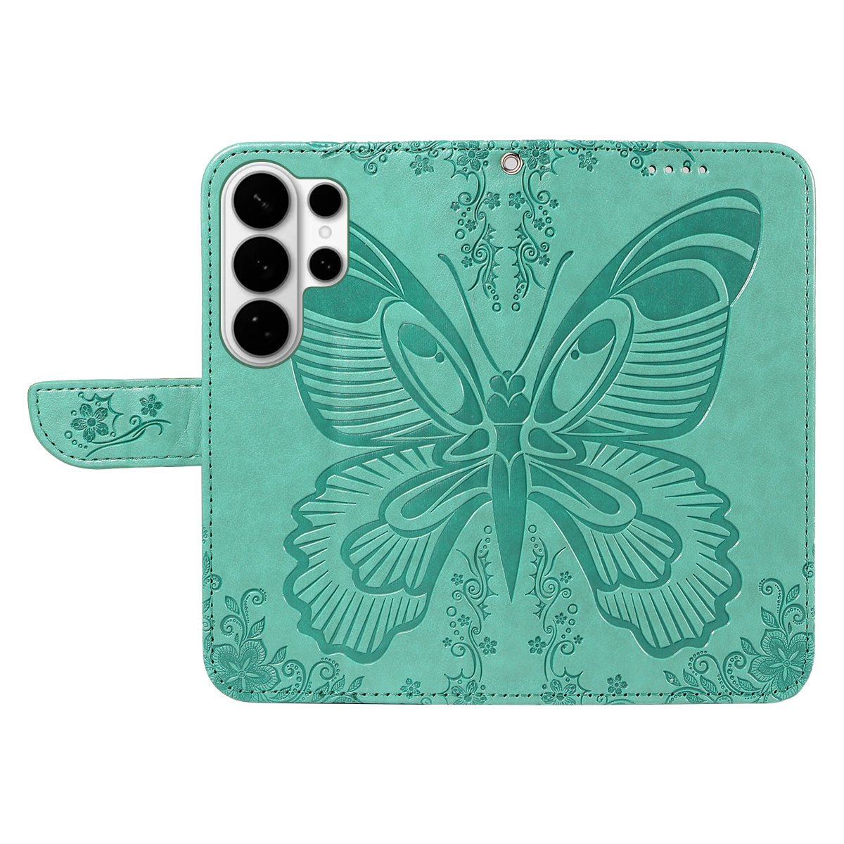 For-Samsung-Galaxy-S26-Ultra-Case-Butterfly-Pattern-PU-Leather-Folio-Flip-Phone-Cover-Green