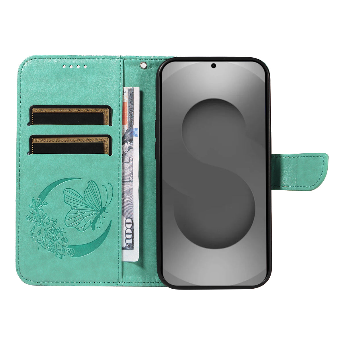 For-Samsung-Galaxy-S26-Ultra-Case-Butterfly-Pattern-PU-Leather-Folio-Flip-Phone-Cover-Green
