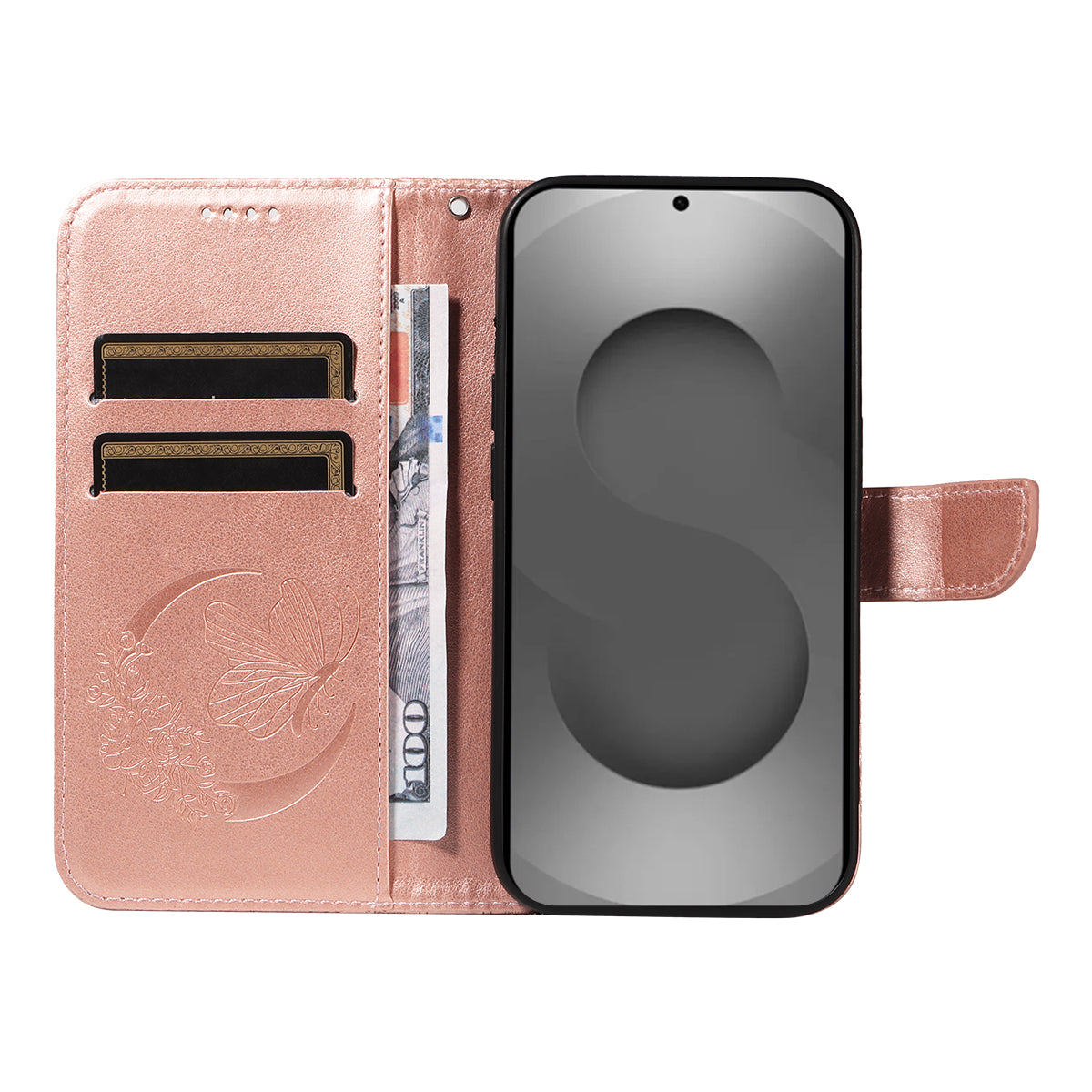 For-Samsung-Galaxy-S26-Ultra-Case-Butterfly-Pattern-PU-Leather-Folio-Flip-Phone-Cover-Rose-Gold