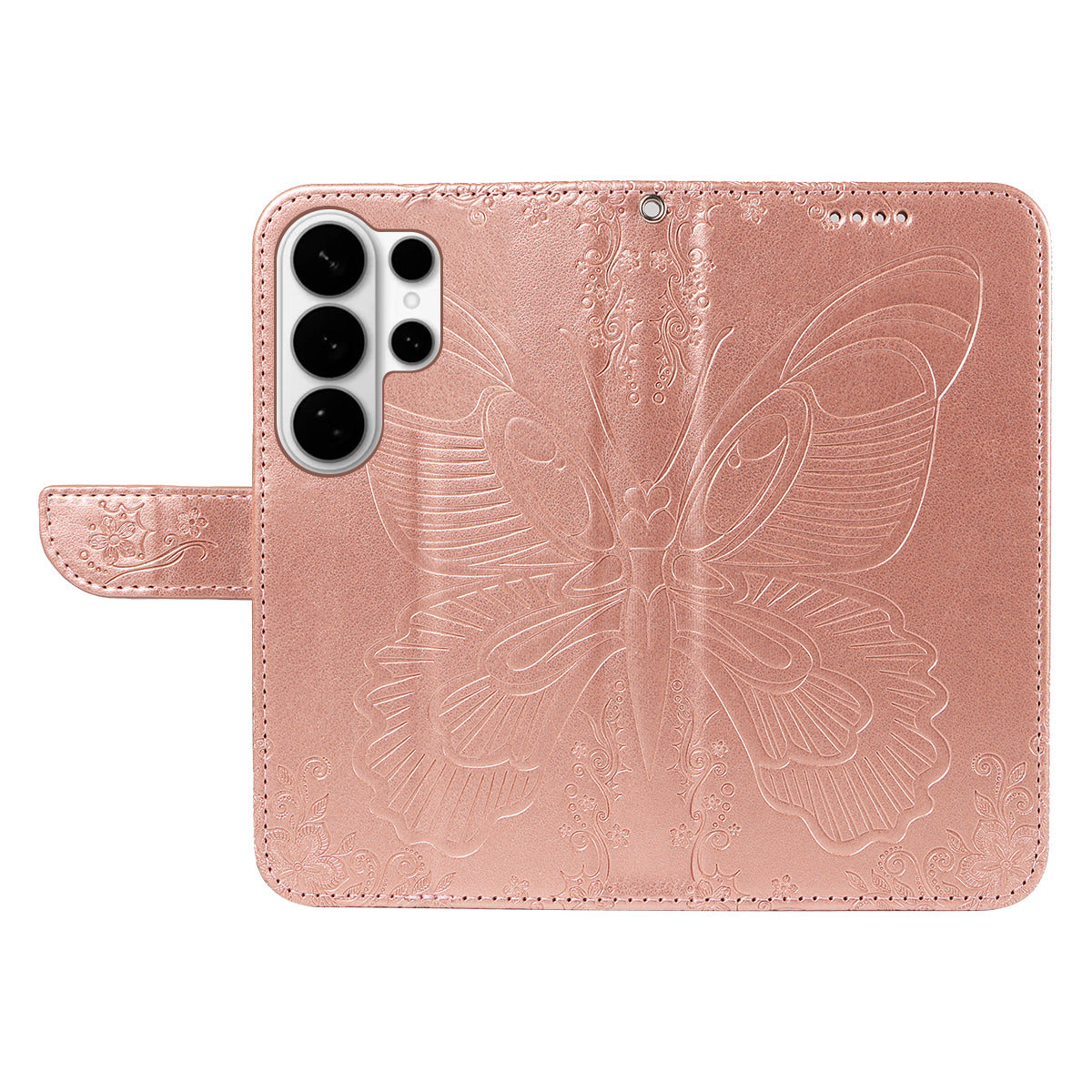 For-Samsung-Galaxy-S26-Ultra-Case-Butterfly-Pattern-PU-Leather-Folio-Flip-Phone-Cover-Rose-Gold