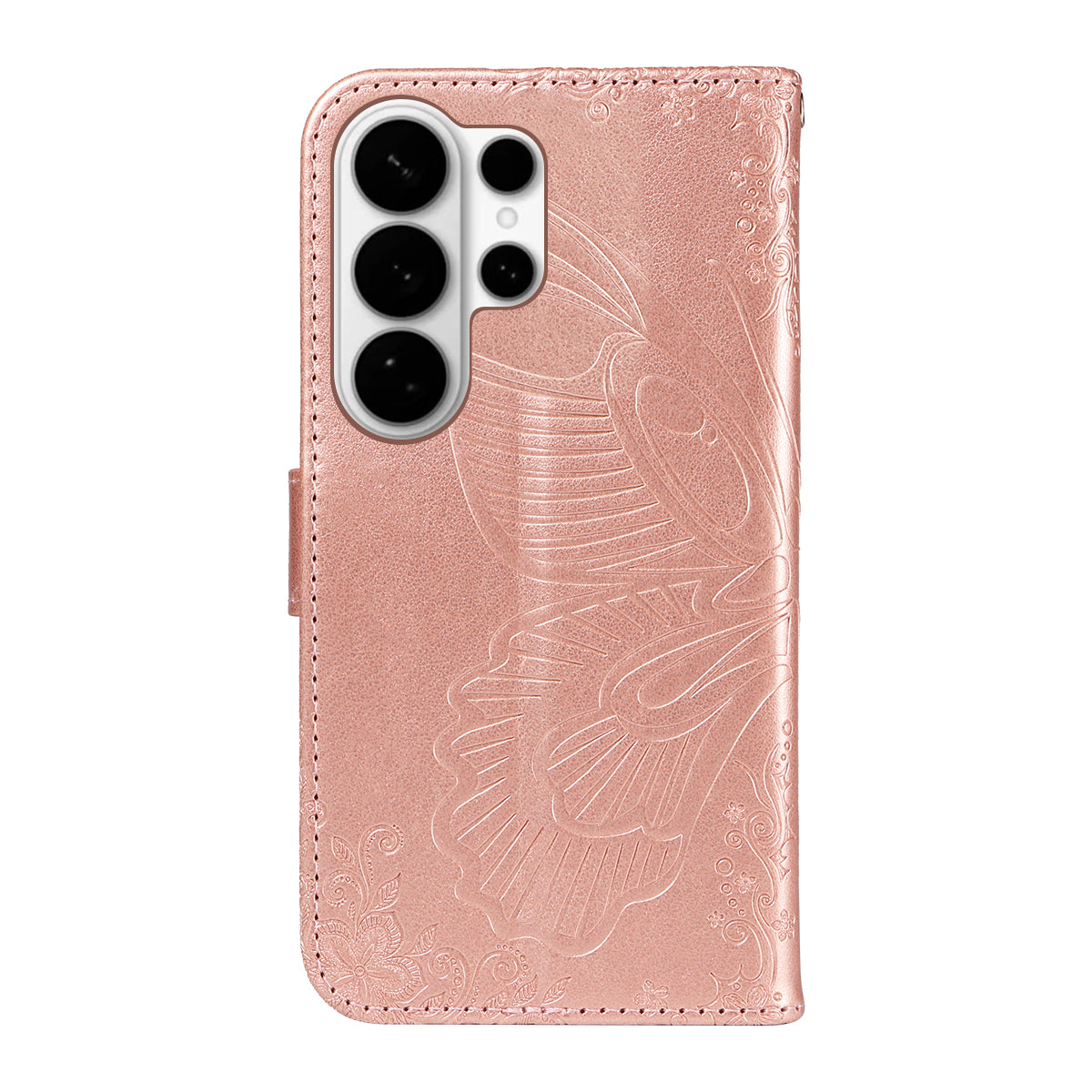 For-Samsung-Galaxy-S26-Ultra-Case-Butterfly-Pattern-PU-Leather-Folio-Flip-Phone-Cover-Rose-Gold