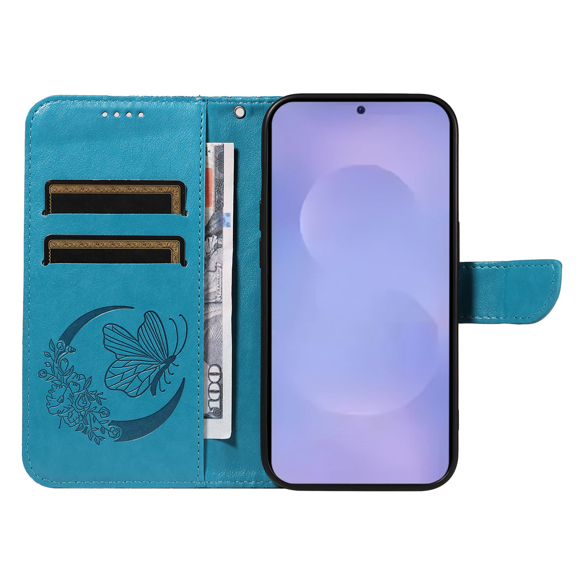 For-Samsung-Galaxy-S26-/-S26-Pro-Case-Butterfly-Pattern-PU-Leather-Folio-Flip-Phone-Cover-Blue