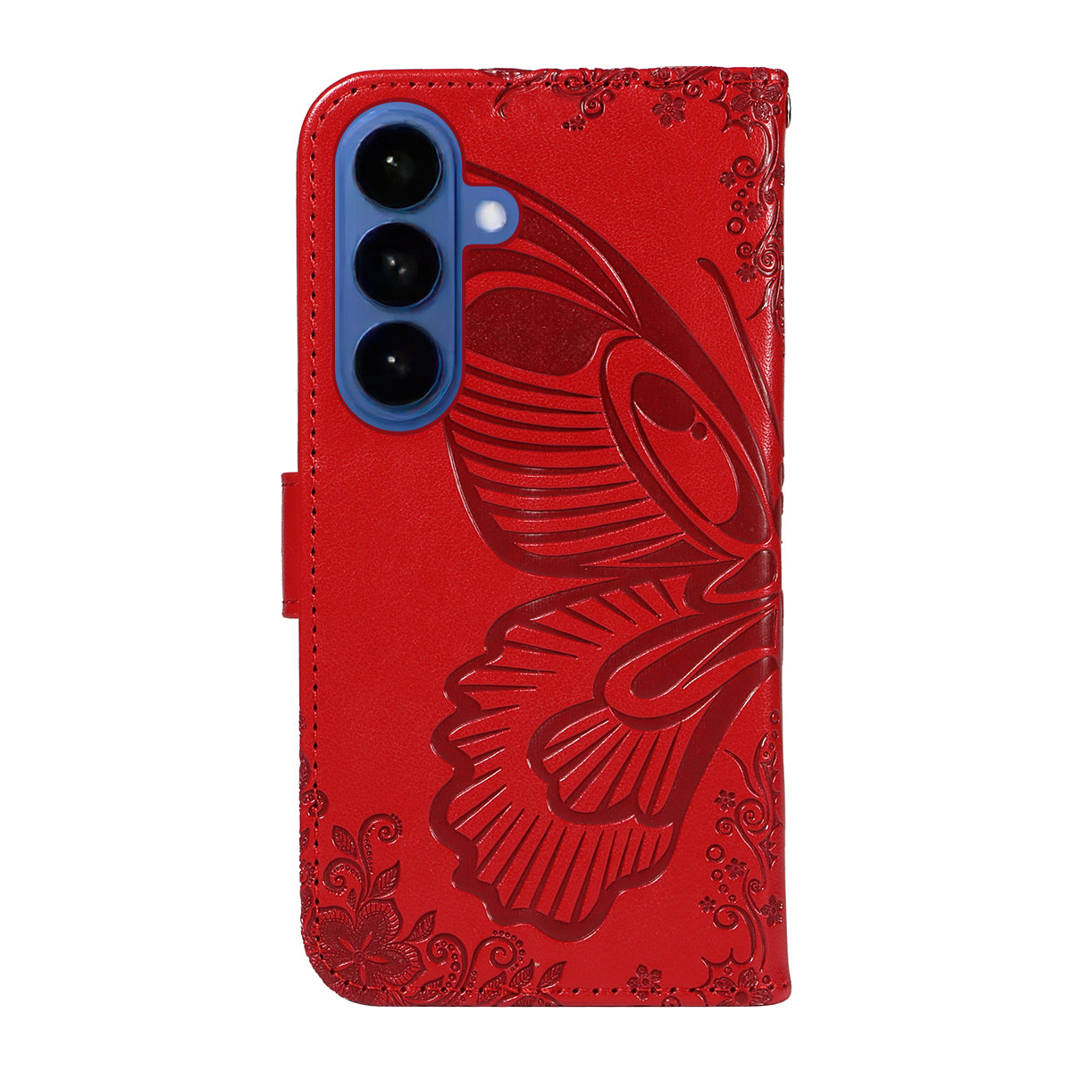 For-Samsung-Galaxy-S26-/-S26-Pro-Case-Butterfly-Pattern-PU-Leather-Folio-Flip-Phone-Cover-Red