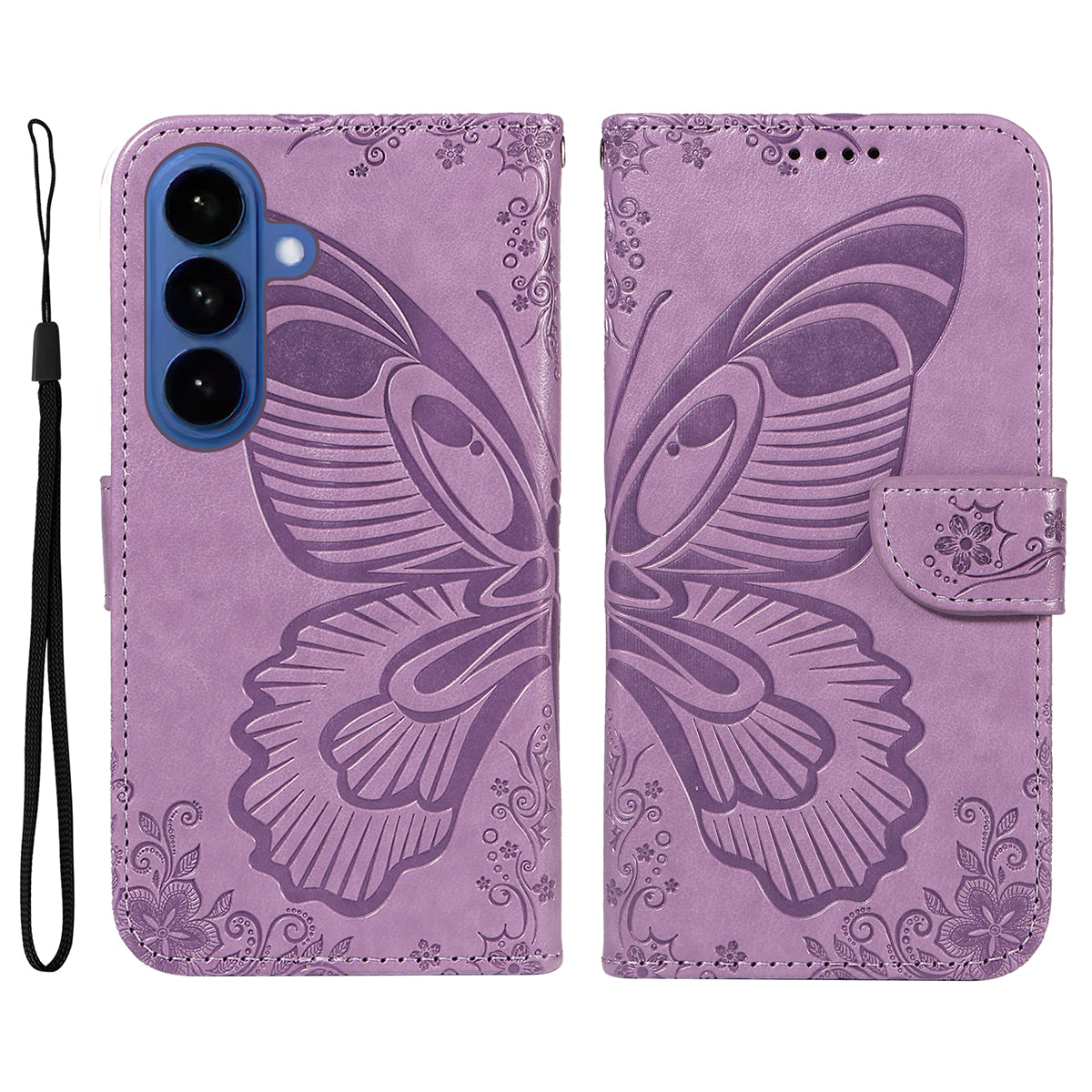 For-Samsung-Galaxy-S26-/-S26-Pro-Case-Butterfly-Pattern-PU-Leather-Folio-Flip-Phone-Cover-Light-Purple