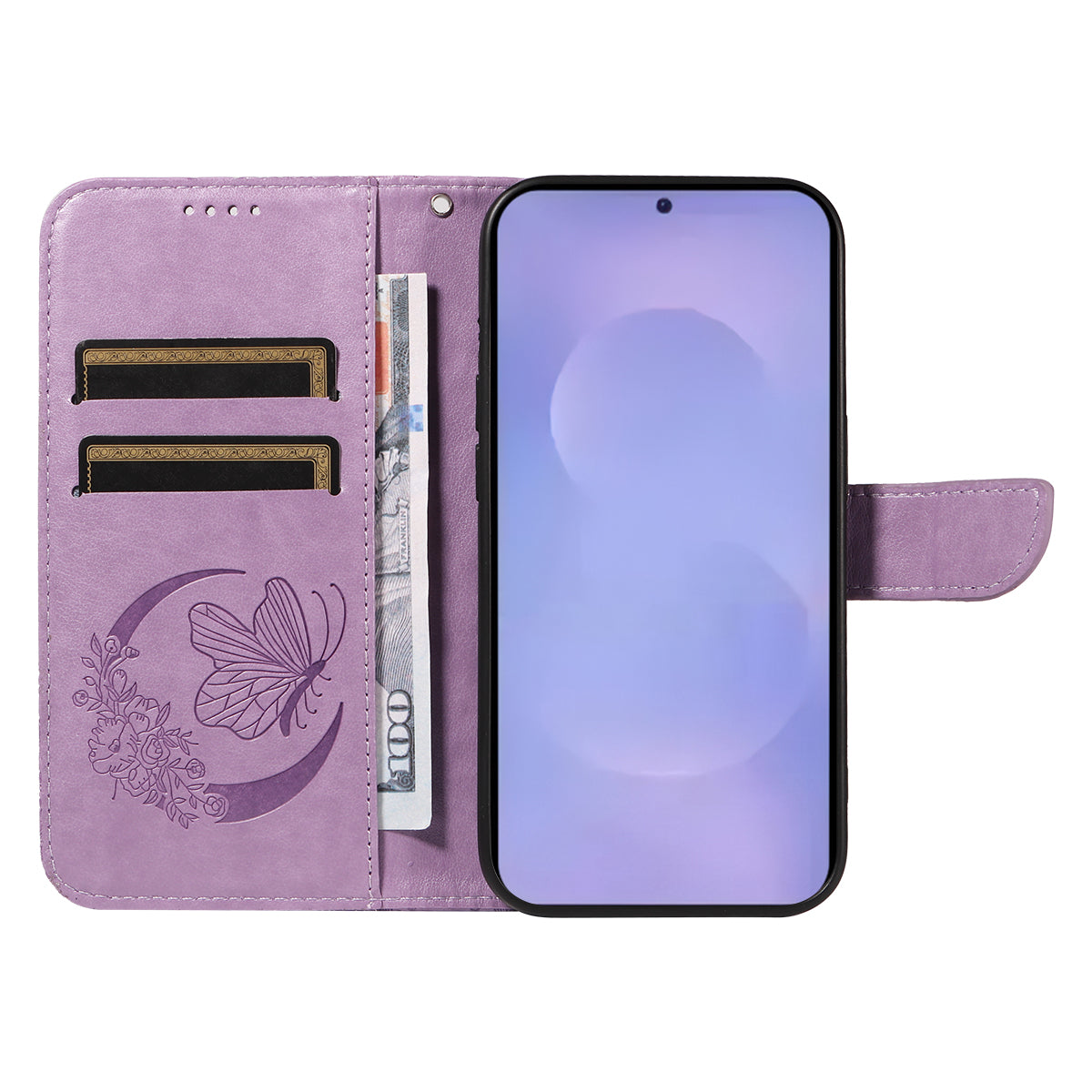 For-Samsung-Galaxy-S26-/-S26-Pro-Case-Butterfly-Pattern-PU-Leather-Folio-Flip-Phone-Cover-Light-Purple