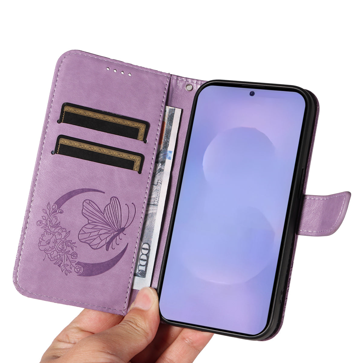 For-Samsung-Galaxy-S26-/-S26-Pro-Case-Butterfly-Pattern-PU-Leather-Folio-Flip-Phone-Cover-Light-Purple