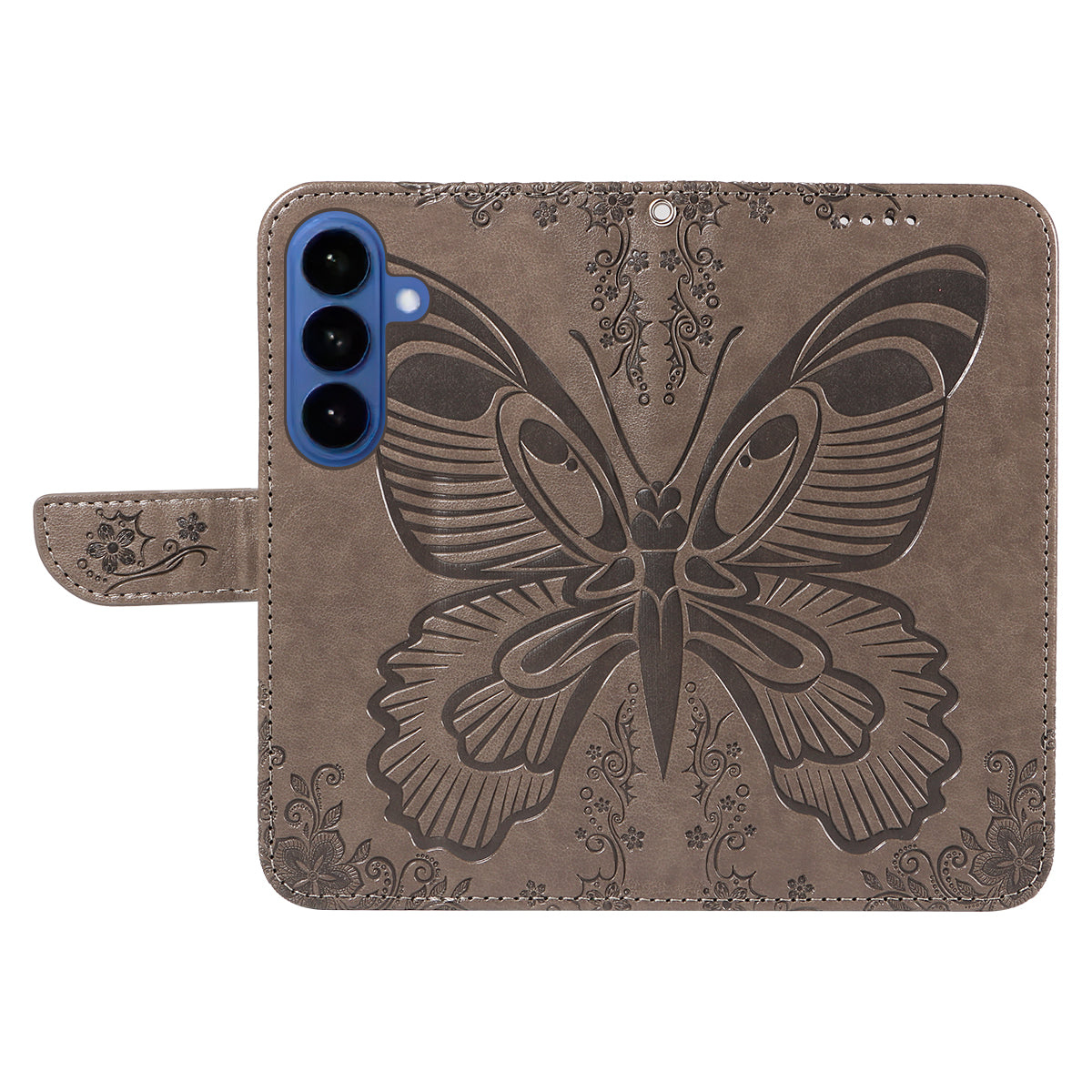 For-Samsung-Galaxy-S26-/-S26-Pro-Case-Butterfly-Pattern-PU-Leather-Folio-Flip-Phone-Cover-Grey