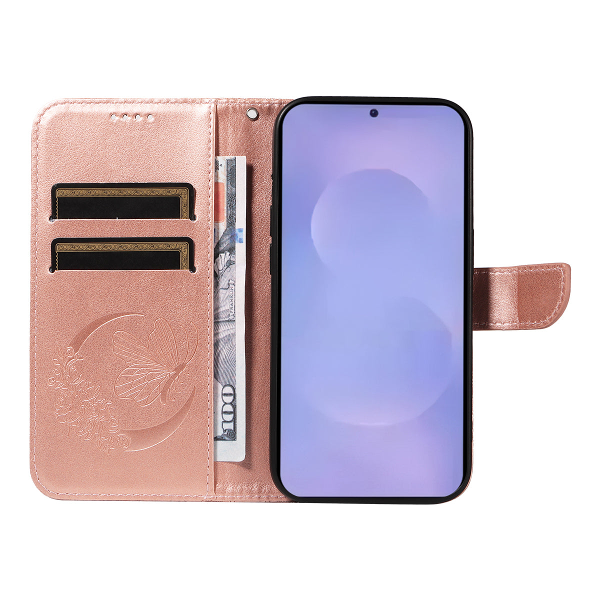 For-Samsung-Galaxy-S26-/-S26-Pro-Case-Butterfly-Pattern-PU-Leather-Folio-Flip-Phone-Cover-Rose-Gold