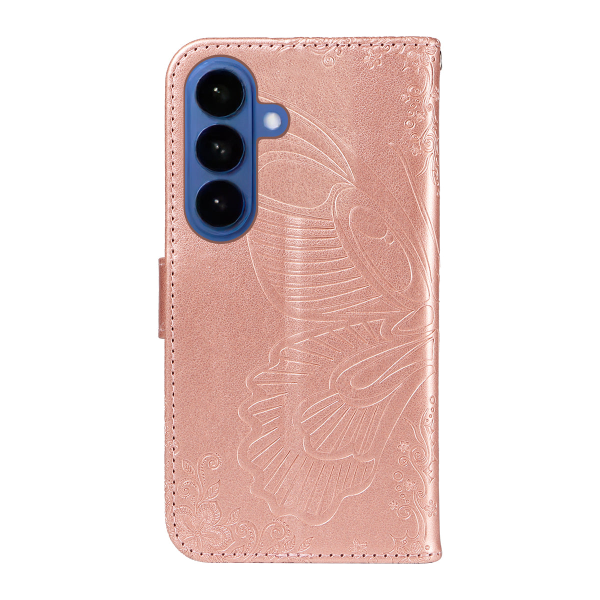 For-Samsung-Galaxy-S26-/-S26-Pro-Case-Butterfly-Pattern-PU-Leather-Folio-Flip-Phone-Cover-Rose-Gold