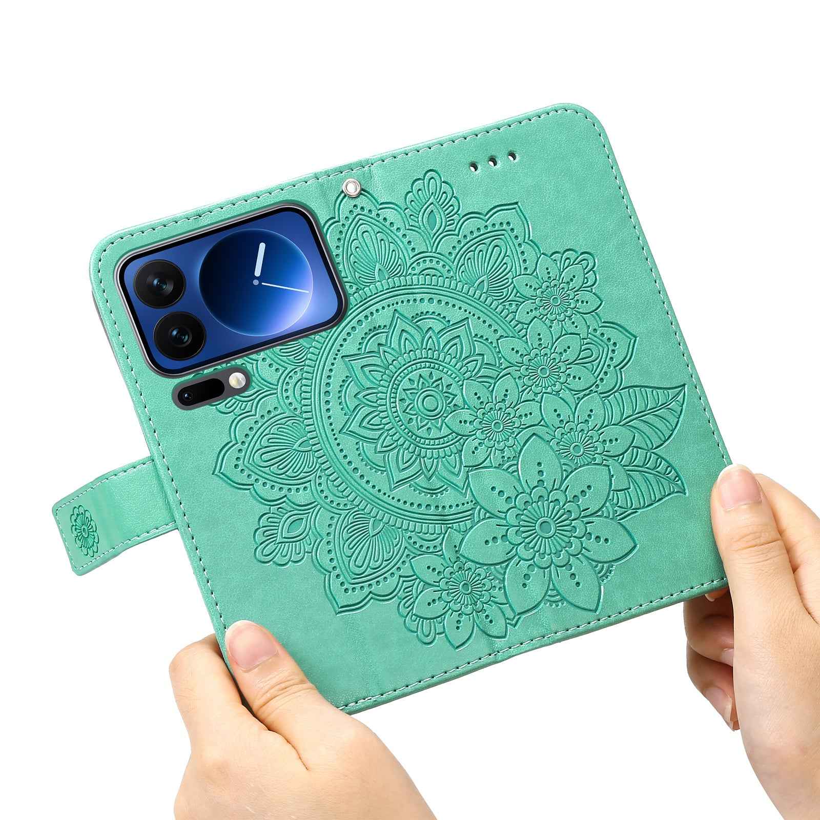For Xiaomi 17 Pro Case Floral Pattern PU Leather Wallet Stand Phone Cover - Green