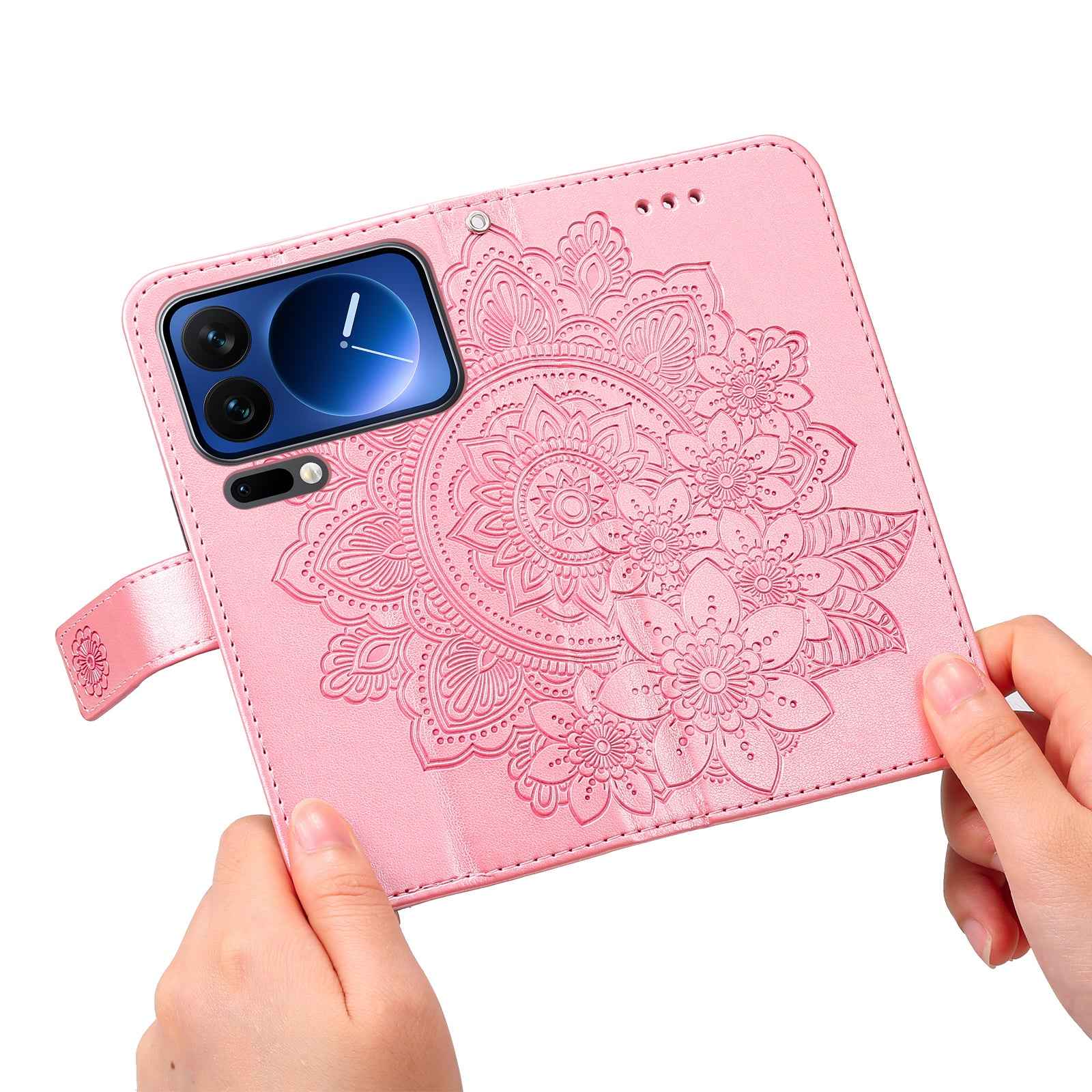 For Xiaomi 17 Pro Case Floral Pattern PU Leather Wallet Stand Phone Cover - Pink