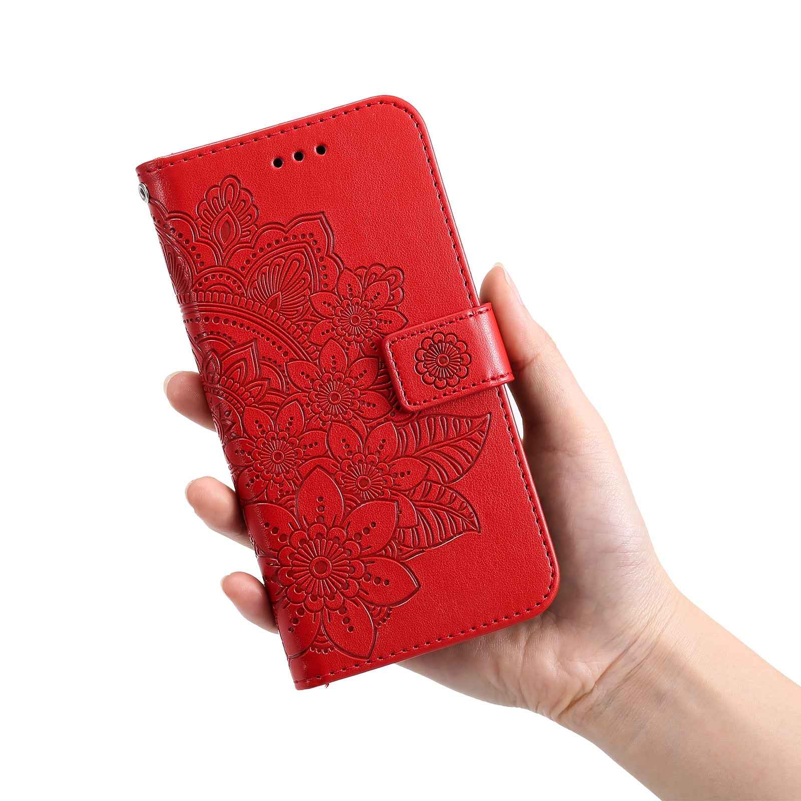 For Xiaomi 17 Pro Case Floral Pattern PU Leather Wallet Stand Phone Cover - Red