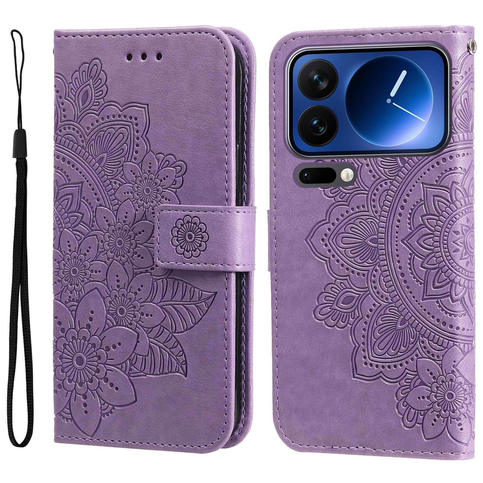 For Xiaomi 17 Pro Case Floral Pattern PU Leather Wallet Stand Phone Cover - Purple