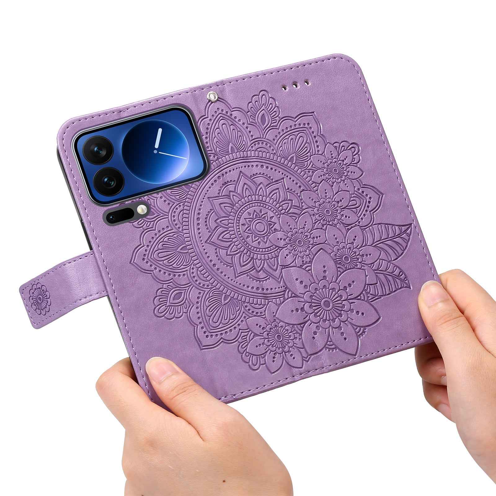 For Xiaomi 17 Pro Case Floral Pattern PU Leather Wallet Stand Phone Cover - Purple