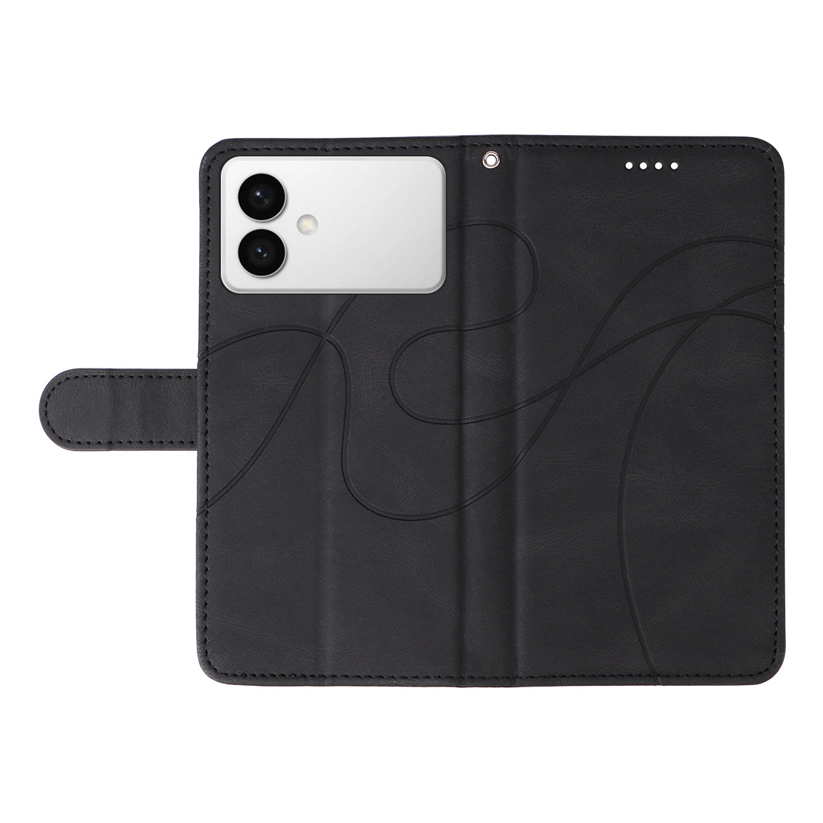 For-Samsung-Galaxy-S26-Edge-Wallet-Case-Leather-Phone-Cover-Stand-with-Curved-Line-Design-Black