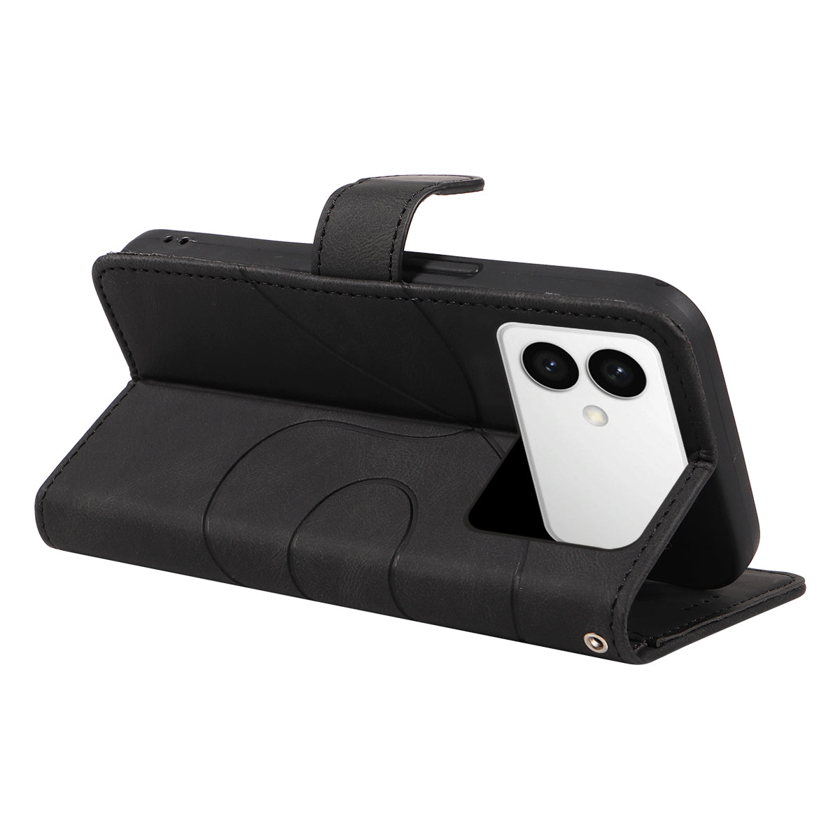 For-Samsung-Galaxy-S26-Edge-Wallet-Case-Leather-Phone-Cover-Stand-with-Curved-Line-Design-Black