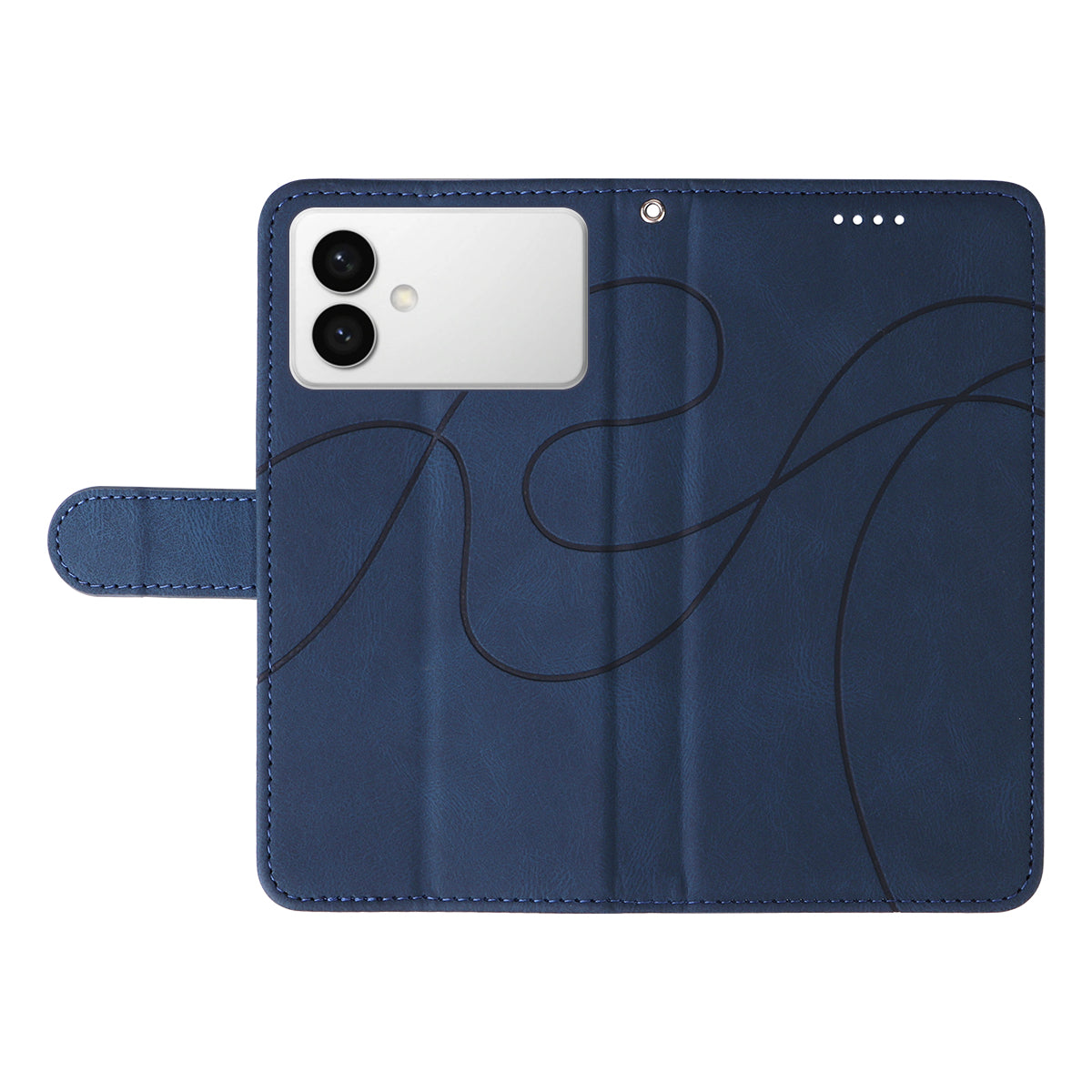 For-Samsung-Galaxy-S26-Edge-Wallet-Case-Leather-Phone-Cover-Stand-with-Curved-Line-Design-Blue