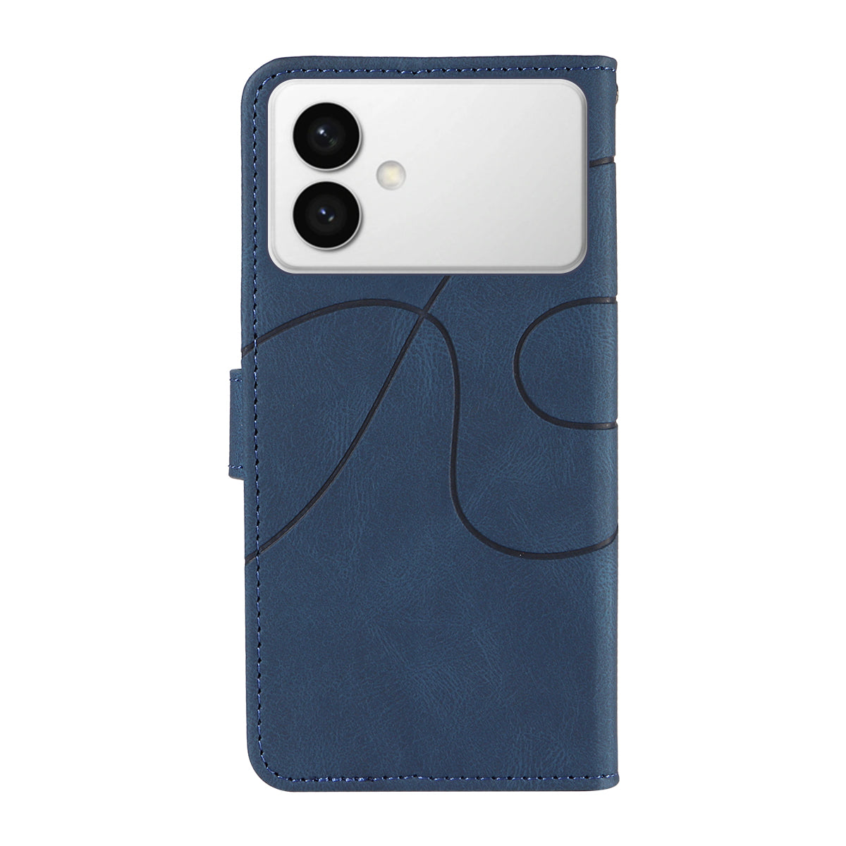 For-Samsung-Galaxy-S26-Edge-Wallet-Case-Leather-Phone-Cover-Stand-with-Curved-Line-Design-Blue