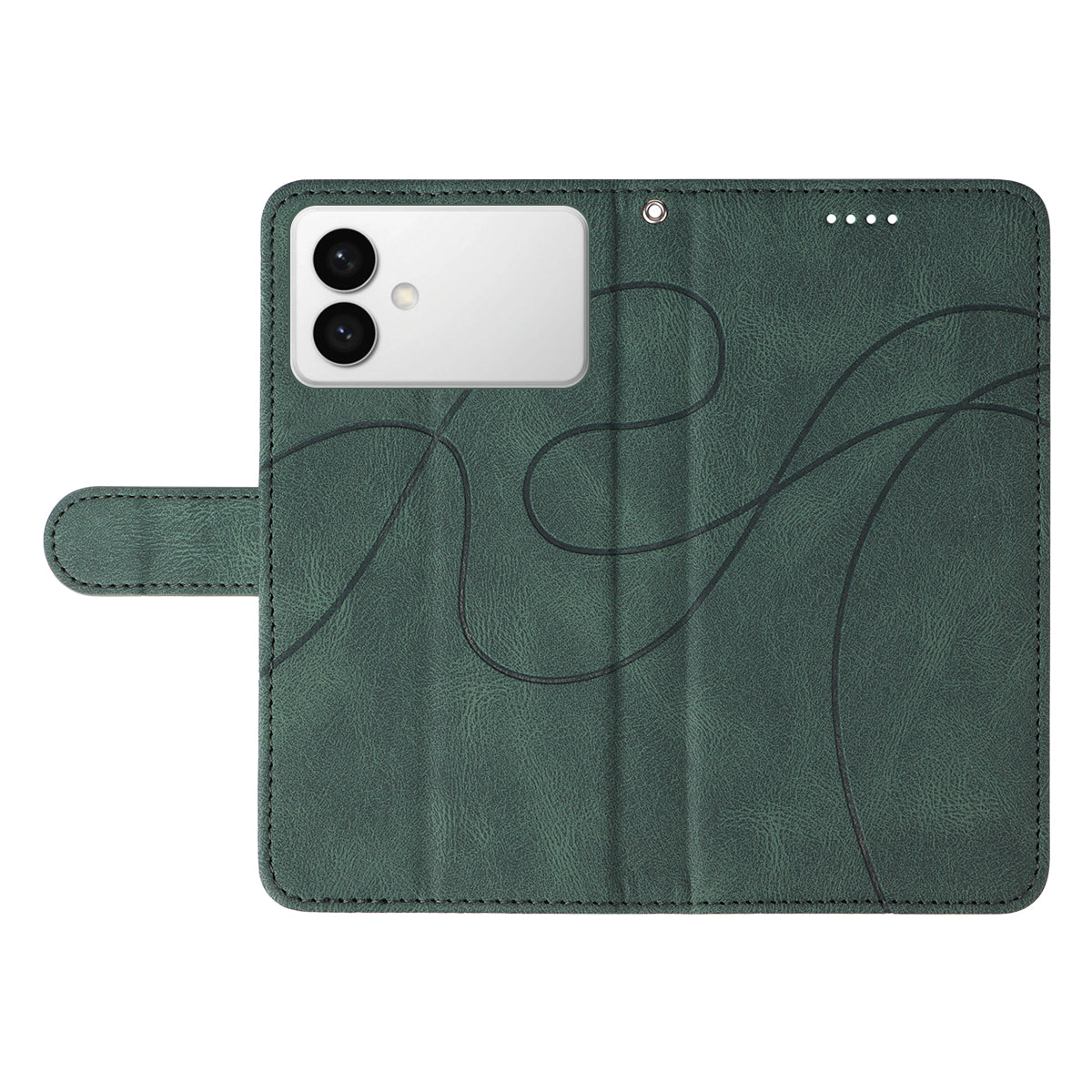 For-Samsung-Galaxy-S26-Edge-Wallet-Case-Leather-Phone-Cover-Stand-with-Curved-Line-Design-Green