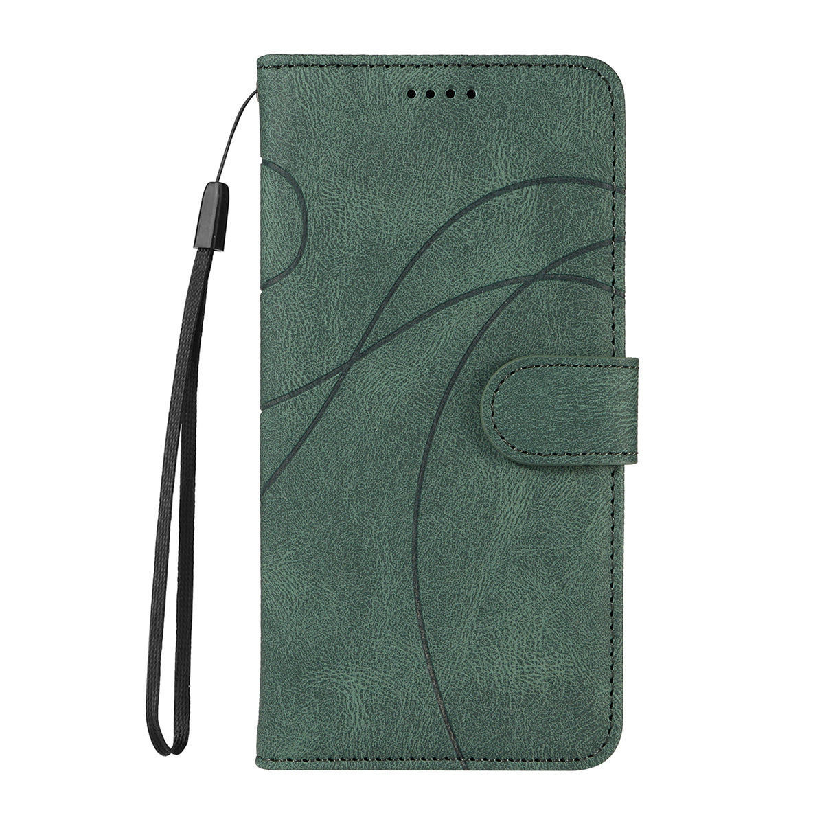 For-Samsung-Galaxy-S26-Edge-Wallet-Case-Leather-Phone-Cover-Stand-with-Curved-Line-Design-Green