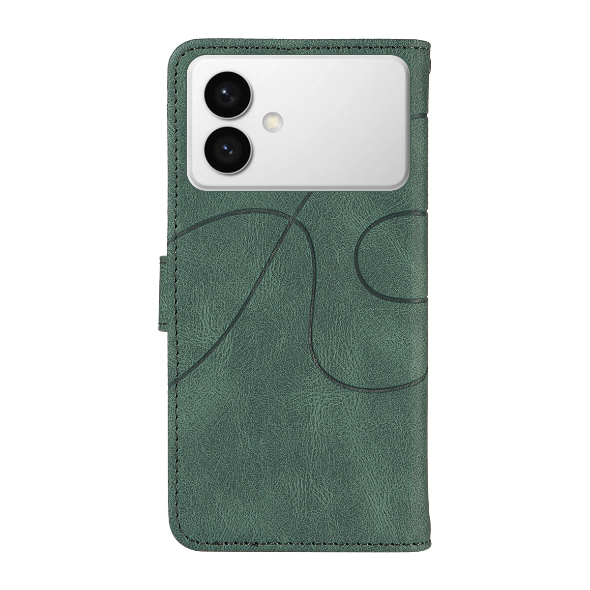 For-Samsung-Galaxy-S26-Edge-Wallet-Case-Leather-Phone-Cover-Stand-with-Curved-Line-Design-Green