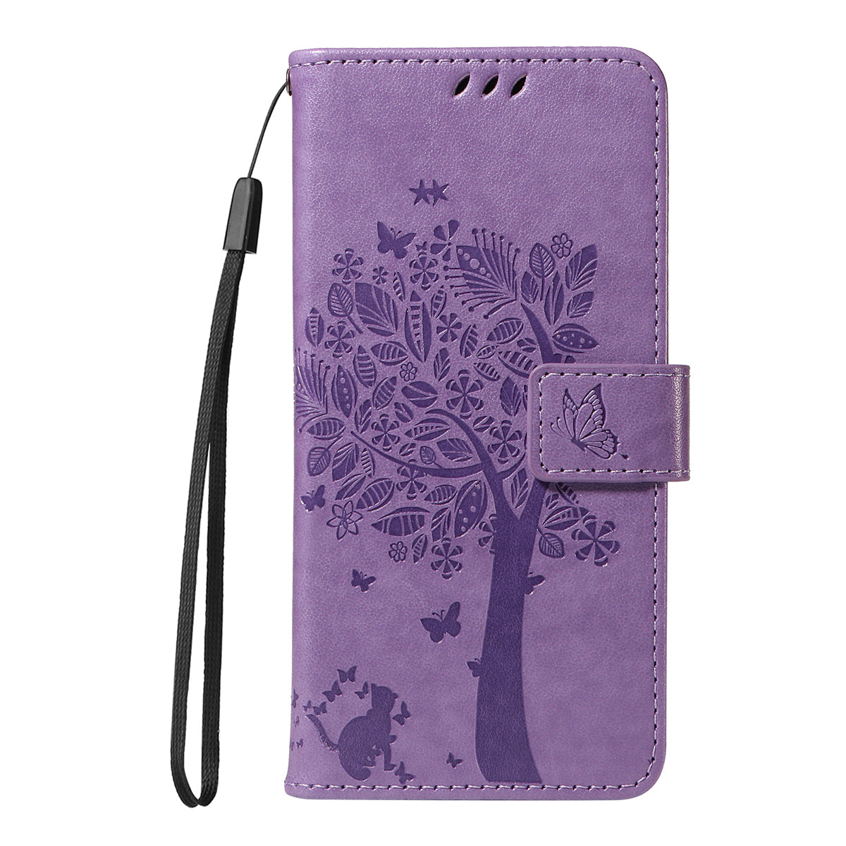 For-Samsung-Galaxy-S26-/-S26-Pro-Phone-Case-with-Stand-Cat-Tree-Pattern-Leather-Wallet-Mobile-Cover-Light-Purple