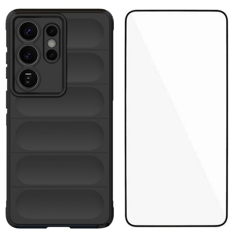 For-Samsung-Galaxy-S26-Ultra-TPU-Case-WANLONFENG-HD-Series-Anti-Slip-Phone-Cover-with-Tempered-Glass-Black