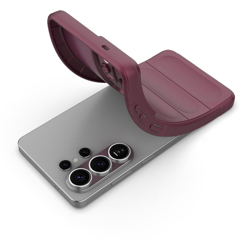 For-Samsung-Galaxy-S26-Ultra-TPU-Case-WANLONFENG-HD-Series-Anti-Slip-Phone-Cover-with-Tempered-Glass-Wine-Red