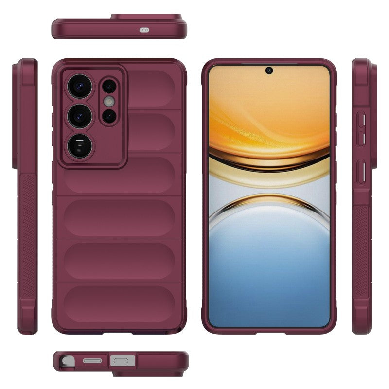 For-Samsung-Galaxy-S26-Ultra-TPU-Case-WANLONFENG-HD-Series-Anti-Slip-Phone-Cover-with-Tempered-Glass-Wine-Red