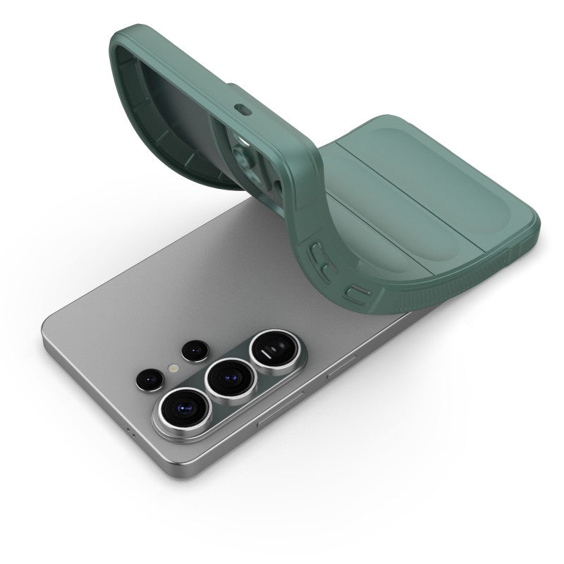 For-Samsung-Galaxy-S26-Ultra-TPU-Case-WANLONFENG-HD-Series-Anti-Slip-Phone-Cover-with-Tempered-Glass-Army-Green