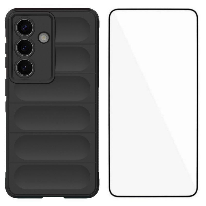 For-Samsung-Galaxy-S26-/-S26-Pro-TPU-Case-WANLONFENG-HD-Series-Anti-Slip-Phone-Cover-with-Tempered-Glass-Black