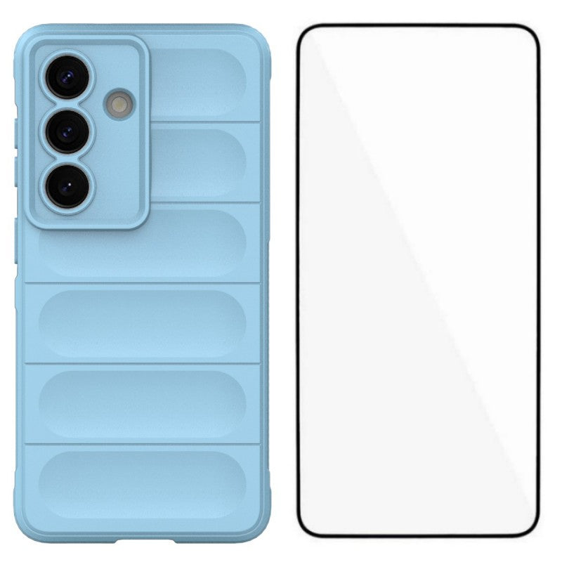 For-Samsung-Galaxy-S26-/-S26-Pro-TPU-Case-WANLONFENG-HD-Series-Anti-Slip-Phone-Cover-with-Tempered-Glass-Baby-Blue