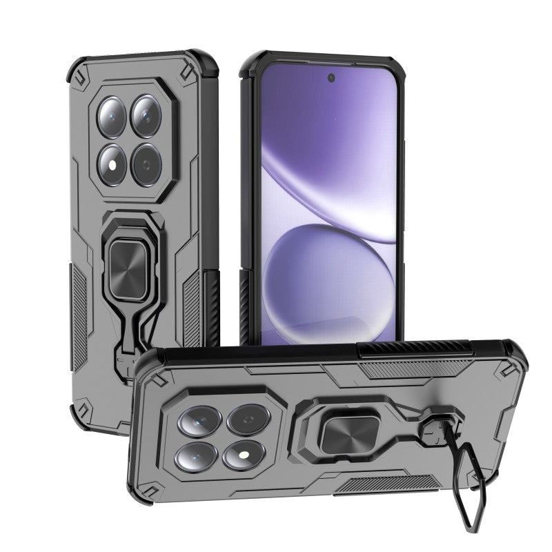 For Xiaomi Redmi Note 15 Pro 5G (Global) Phone Case WANLONFENG PC TPU Back Cover Kickstand with Tempered Glass - Black