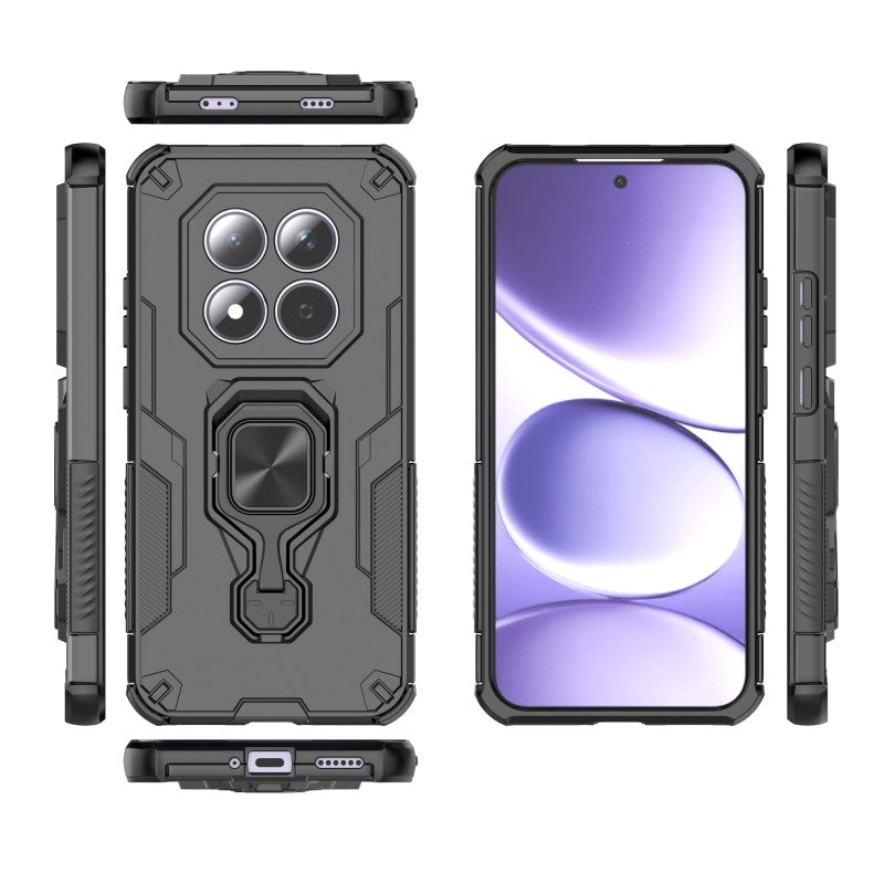 For Xiaomi Redmi Note 15 Pro 5G (Global) Phone Case WANLONFENG PC TPU Back Cover Kickstand with Tempered Glass - Black