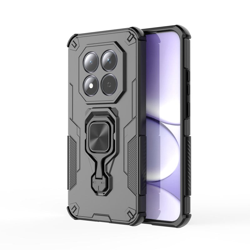 For Xiaomi Redmi Note 15 Pro 5G (Global) Phone Case WANLONFENG PC TPU Back Cover Kickstand with Tempered Glass - Black